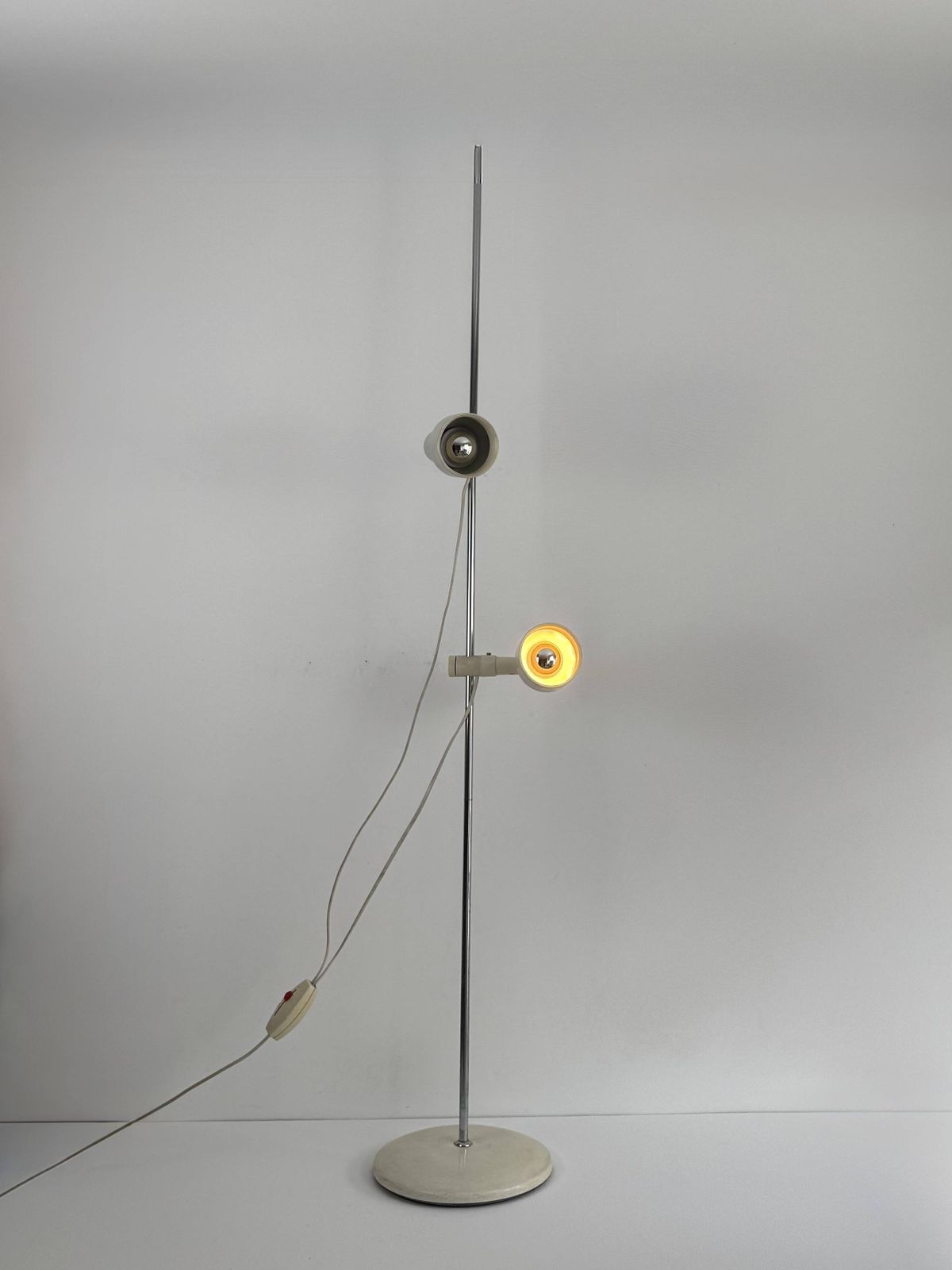 Vintage Adjustable Floor Lamp Chrome And Beige Pressed Abs, France 1970 photo for sale
