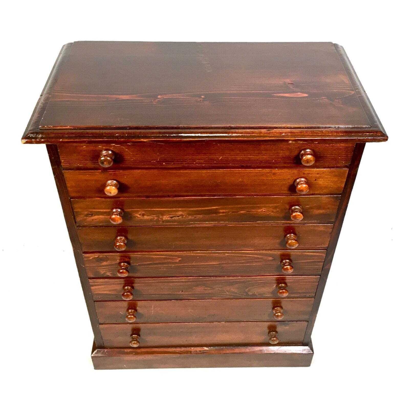 Antique Wooden Large Tabletop Collectors Cabinet Specimen Chest Of Drawers C1900 photo for sale