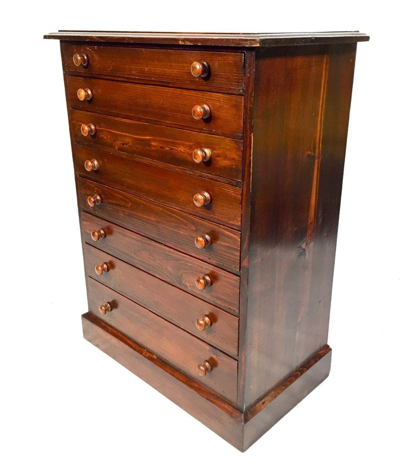 Antique Wooden Large Tabletop Collectors Cabinet Specimen Chest Of Drawers C1900 photo vinterior