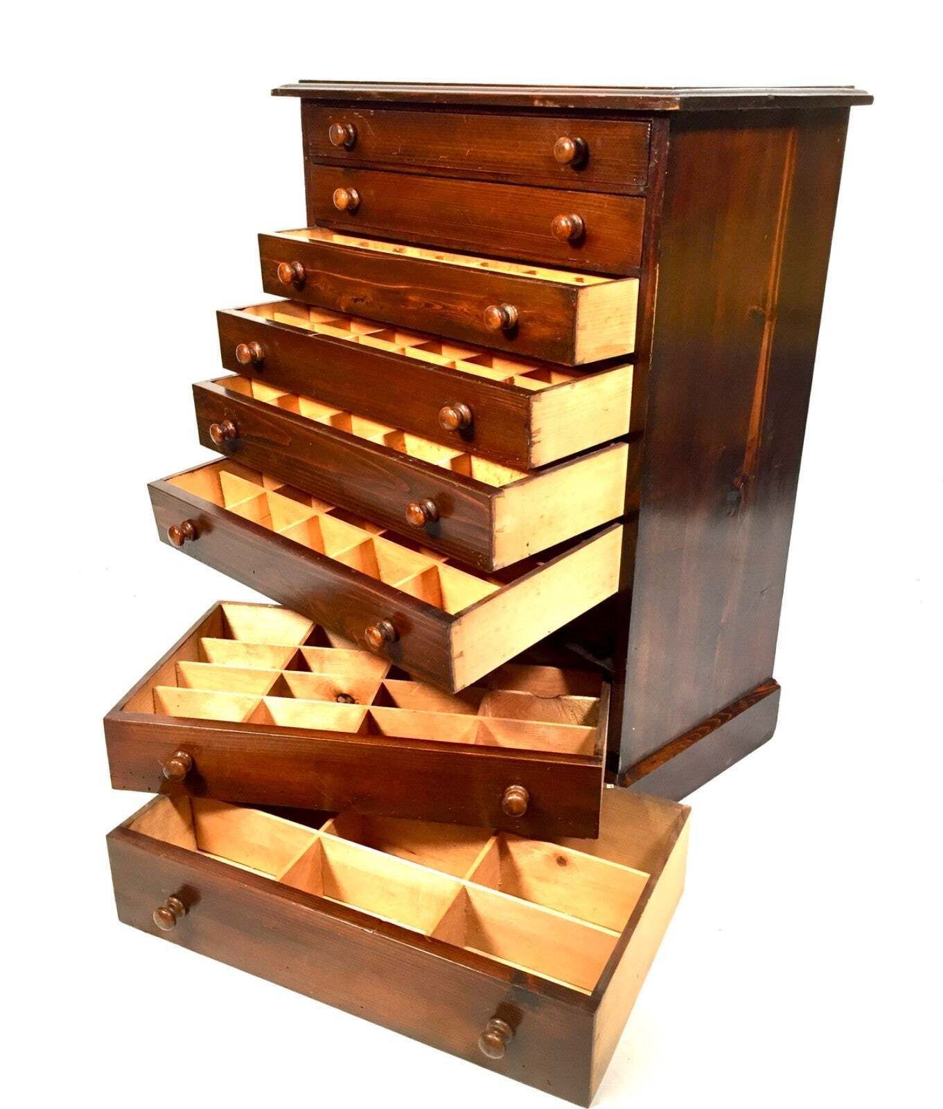 419.0 Antique Wooden Large Tabletop Collectors Cabinet Specimen Chest Of Drawers C1900 photo