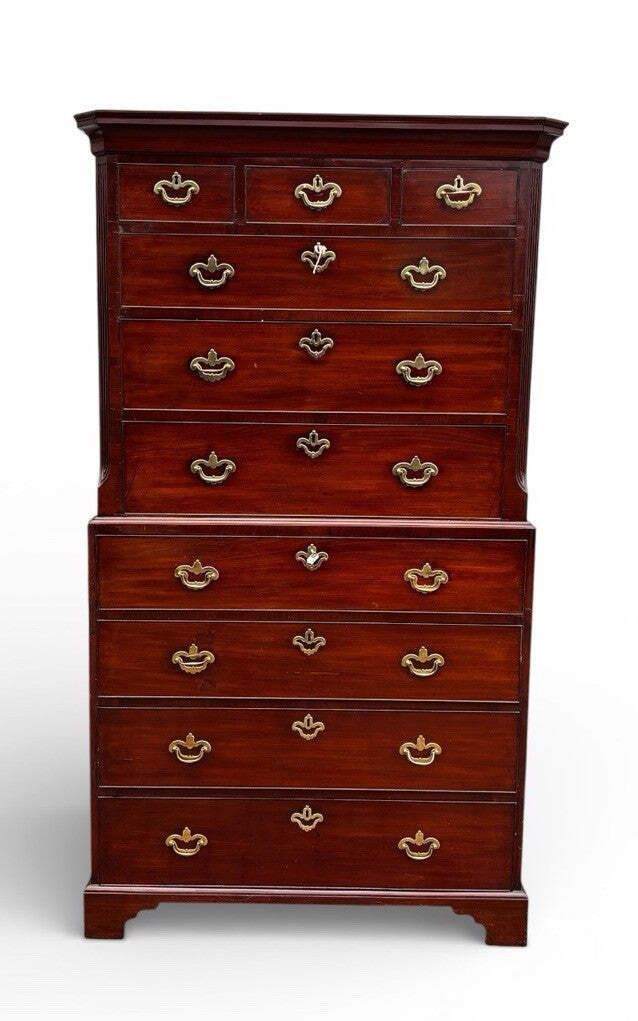 George II Mahogany Chest On Chest With Secretaire Desk, Original Handles. photo furniture