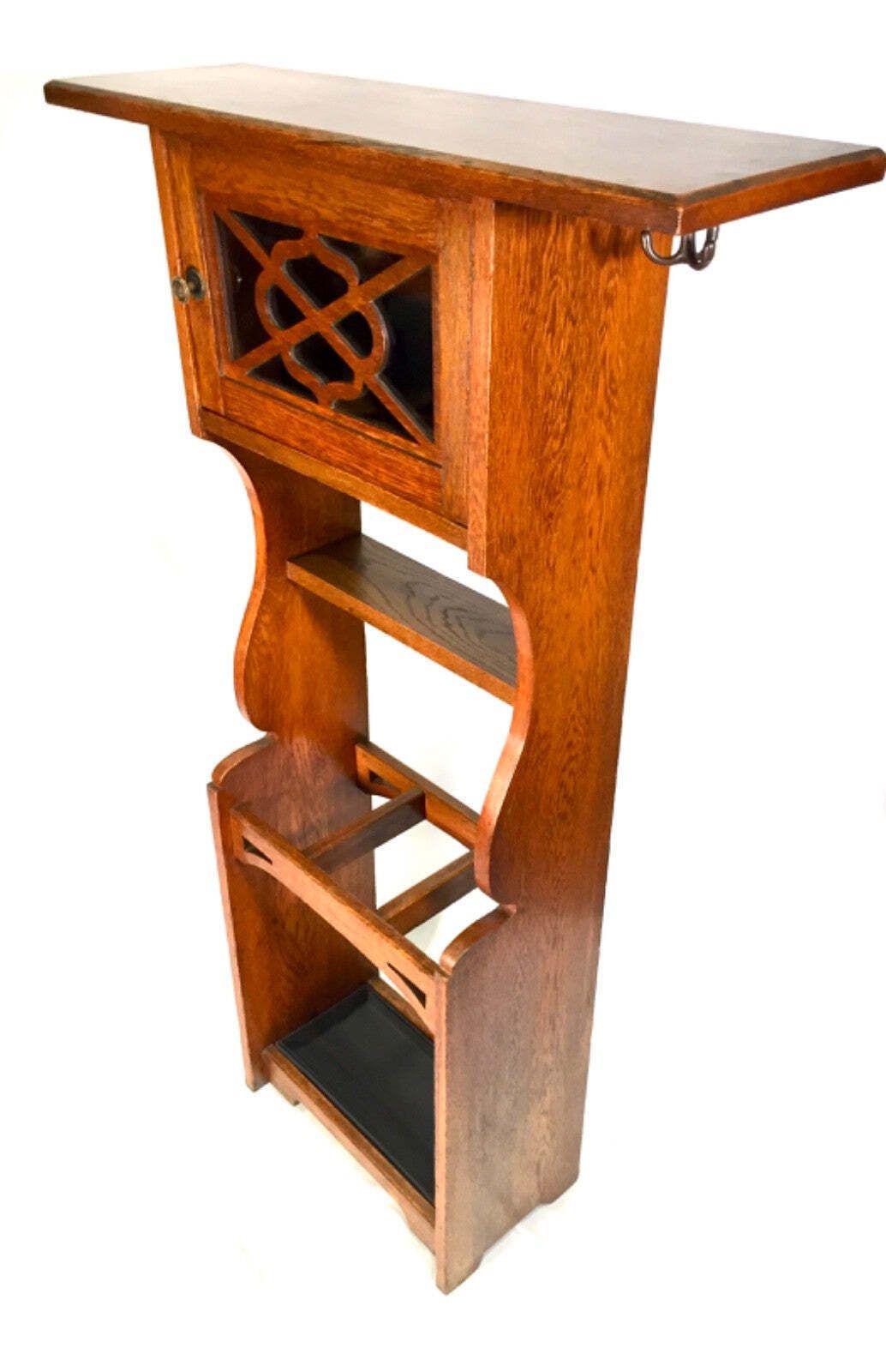 photo for sale Antique Arts & Crafts Oak Wooden Entrance Hall Coat Stand / Umbrella Rack C.1900