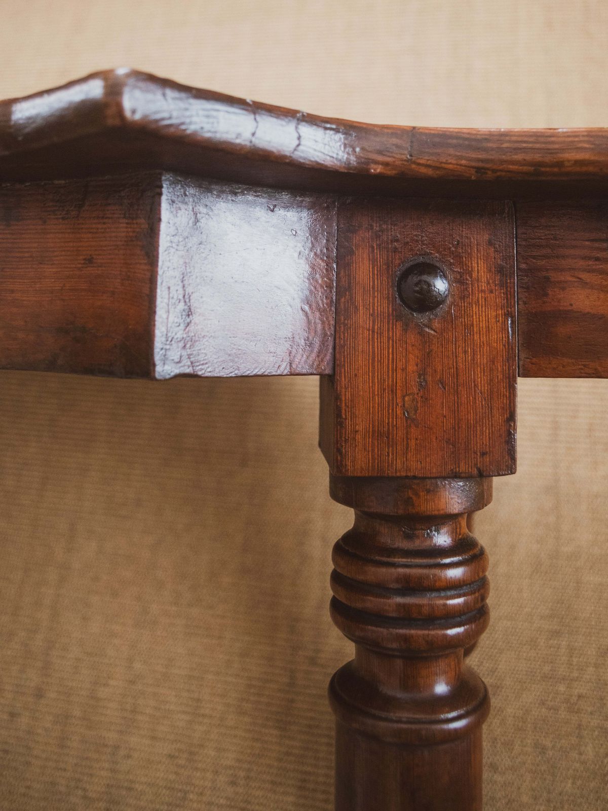 French 19th Century Pine Cafe Table photo vintage