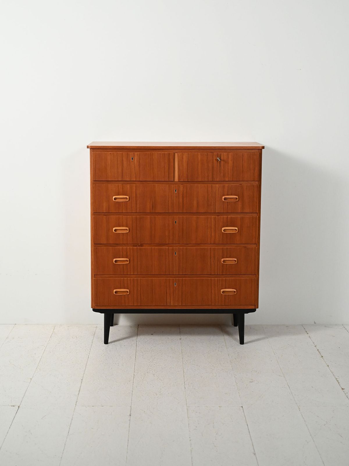 Vintage Scandinavian Chest Of Drawers With Double Upper Drawer photo furniture