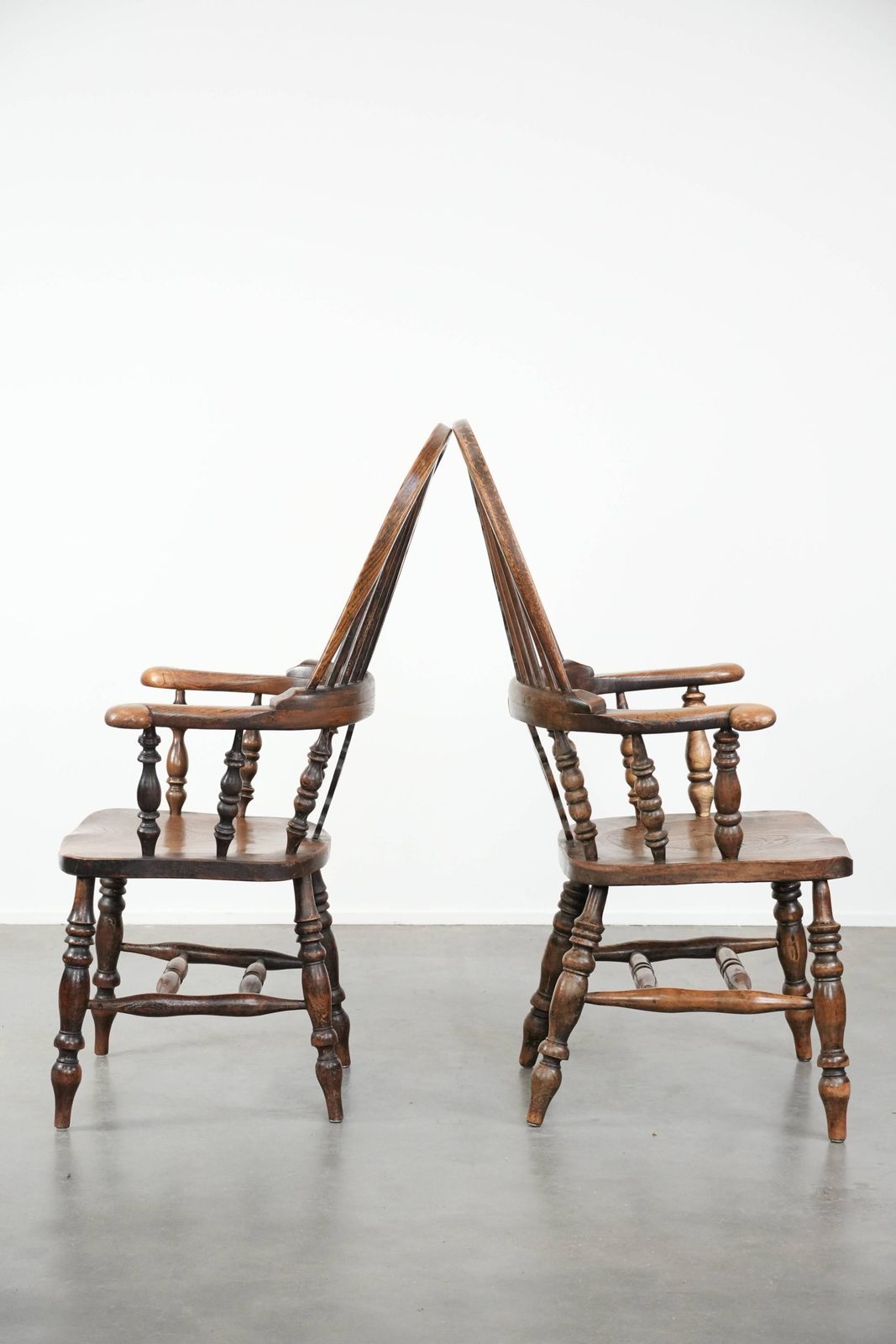 Set Of Two Antique English Highback Windsor Chairs From The 18th Century With A Beautiful Color Scheme photo Furniture