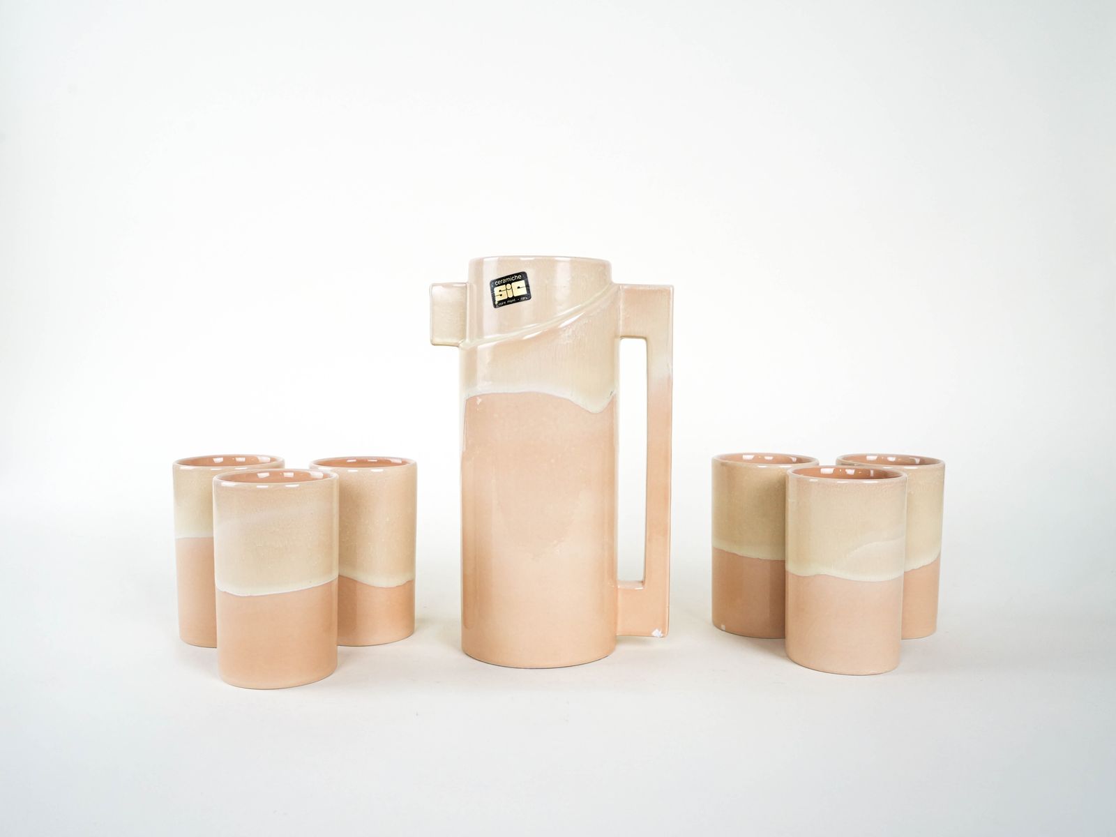 Ceramic Jug And Cup Set, Italian Design, 1960s, Manufacturer: Ceramiche Sic photo for sale