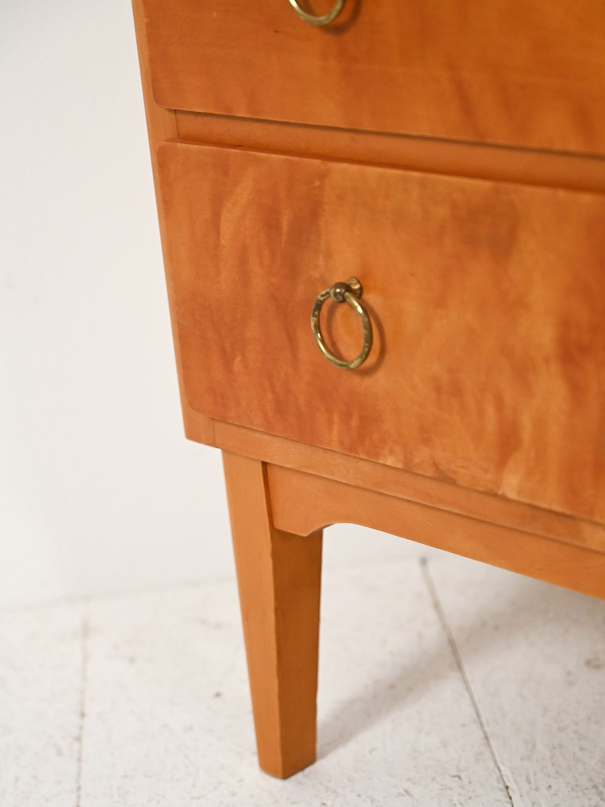 Scandinavian 1950s Birch Chest Of Drawers With Brass Handles photo vinterior