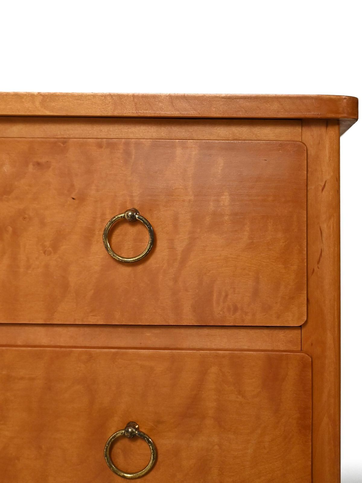 Scandinavian 1950s Birch Chest Of Drawers With Brass Handles photo vintage