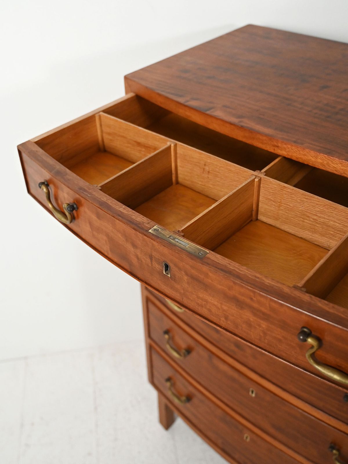 Scandinavian Mahogany Chest Of Drawers With Brass Handles photo vintage