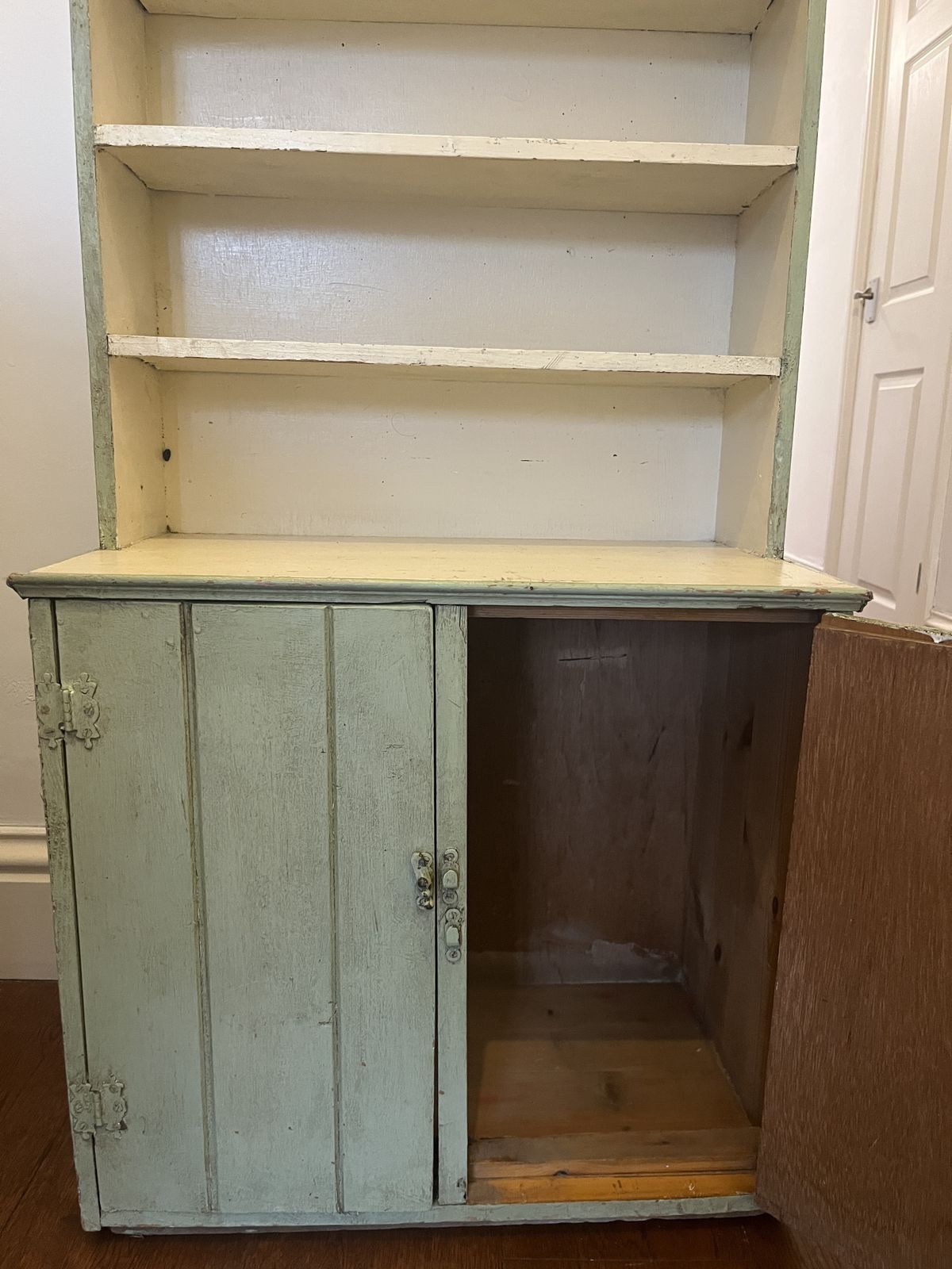 Antique Painted Cupboard With Shelves, Children And Adults Room photo vintage
