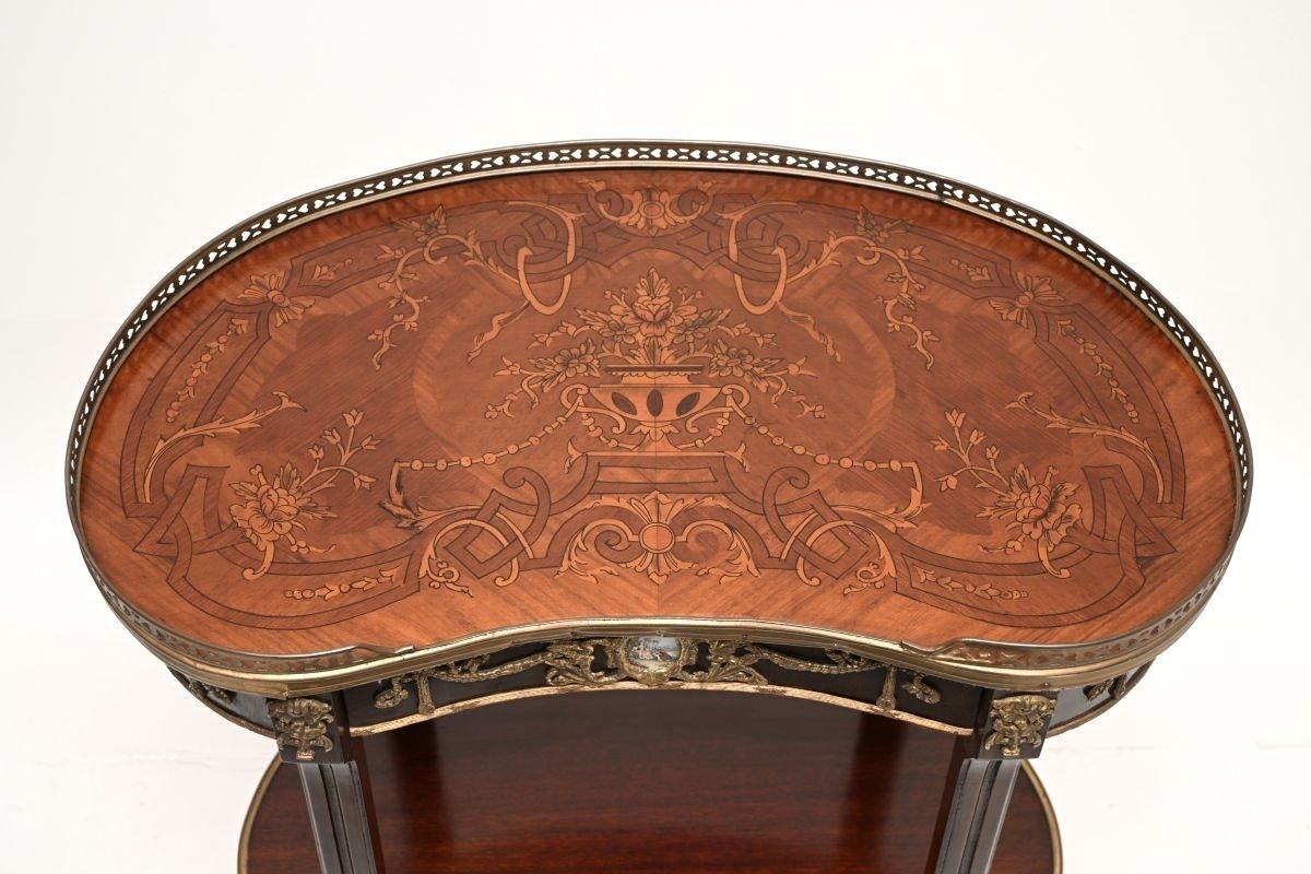 photo furniture Antique French Style Inlaid Marquetry Kidney Side Table