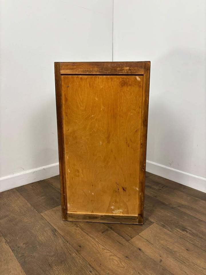 photo furniture Vintage Dark Oak Veneer Narrow Of Four Drawer Chest