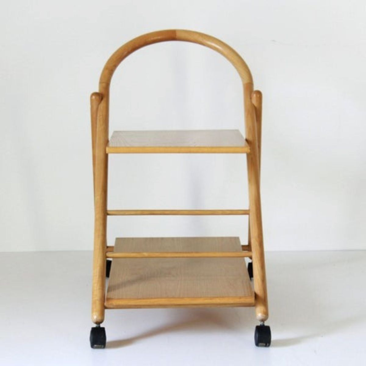 Vintage Bar Cart With Solid Wood Structure And Wheels, Italy 1980s photo for sale