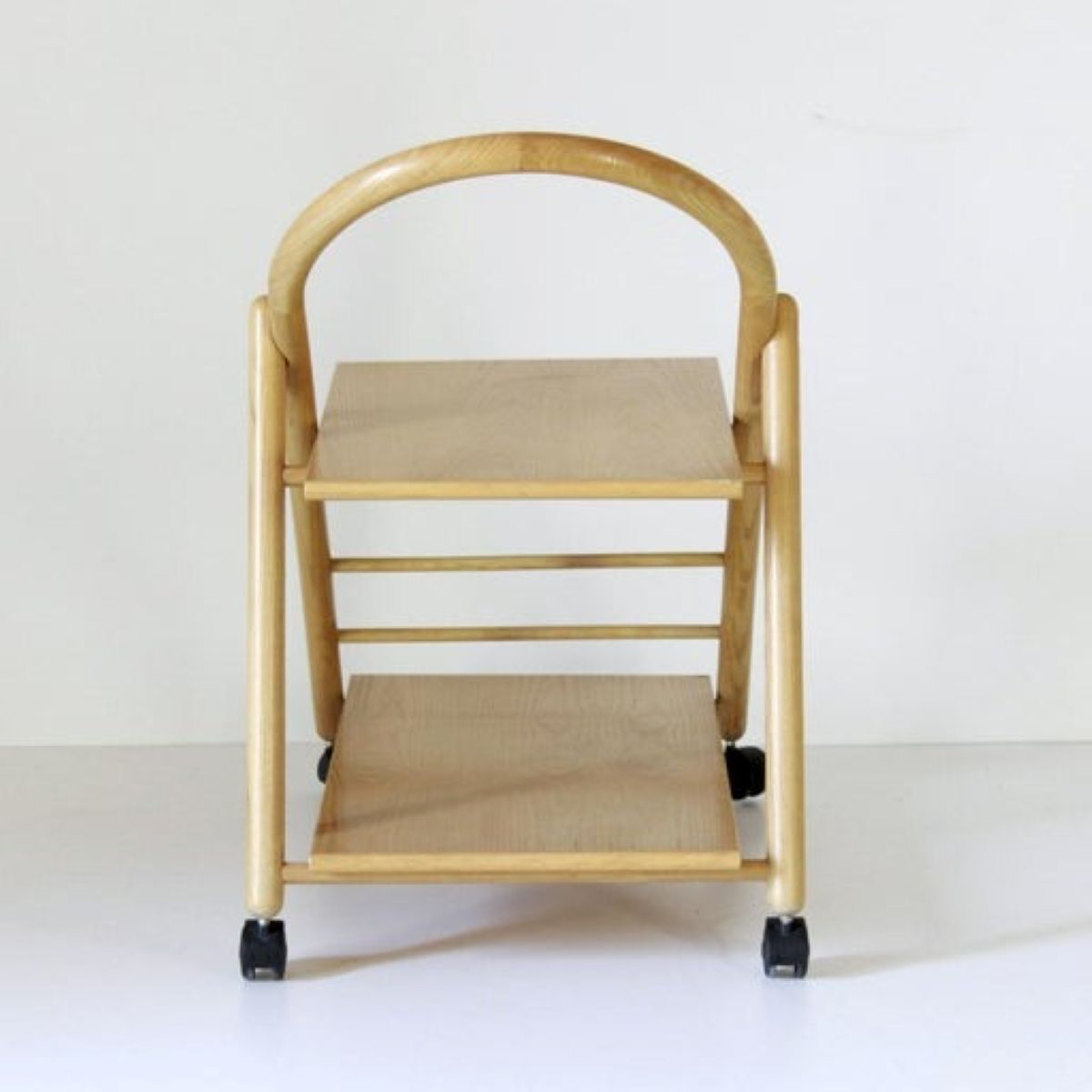 Vintage Bar Cart With Solid Wood Structure And Wheels, Italy 1980s photo vinterior
