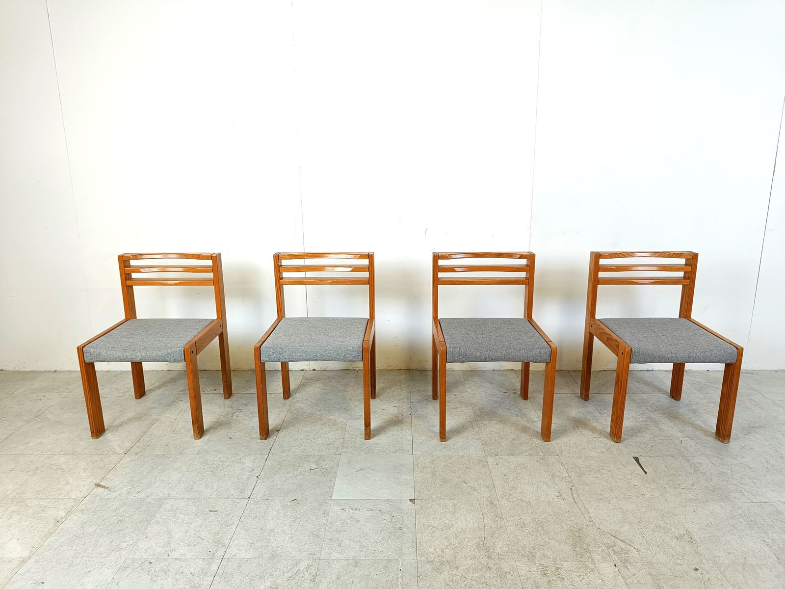 Set Of 4 Pine Wood Sg 1200 Dining Chairs By Cees Braakman, 1970s photo for sale