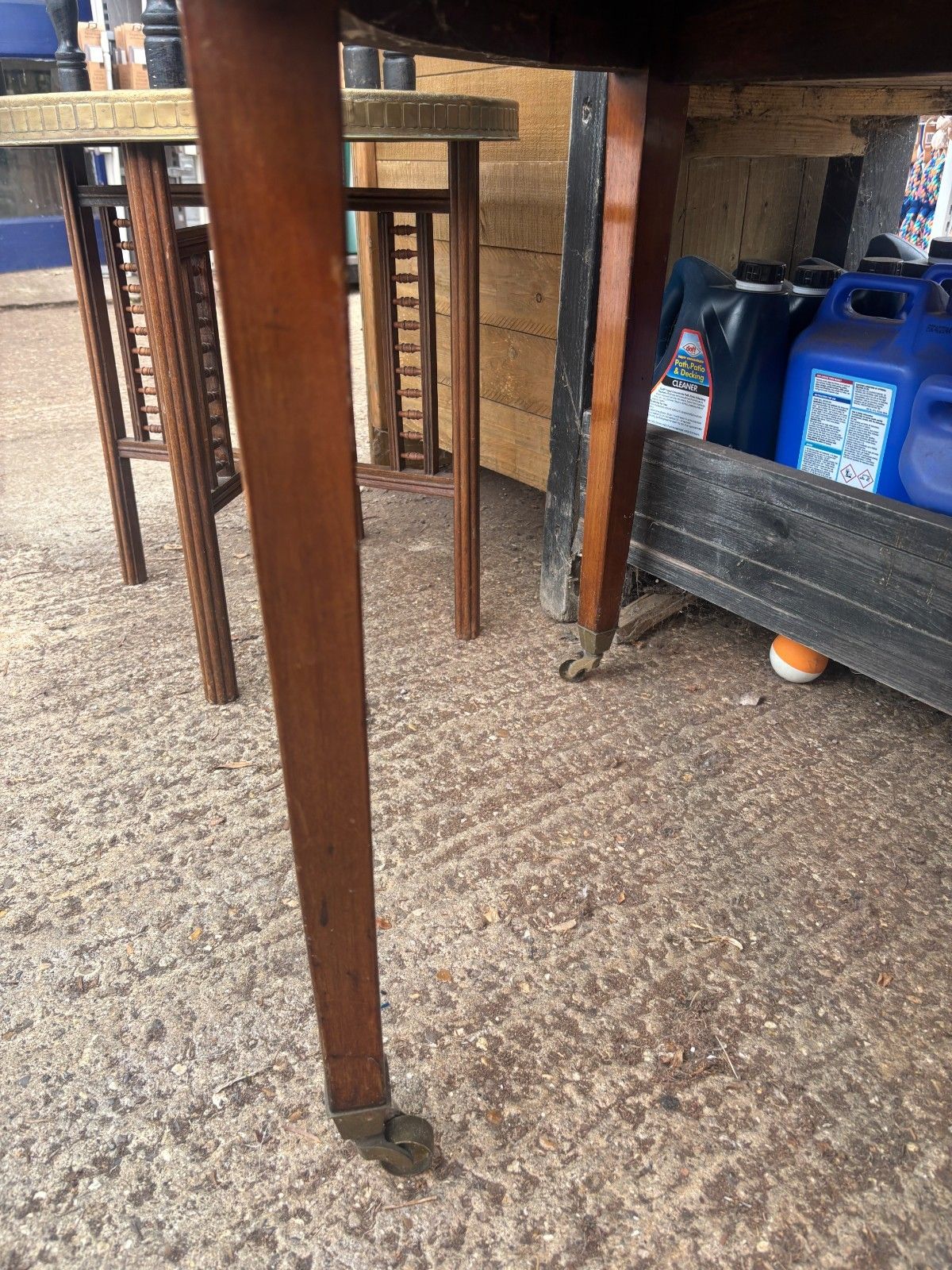 Antique Georgian Mahogany D Shaped Console Table With Original Brass Castors photo vinterior