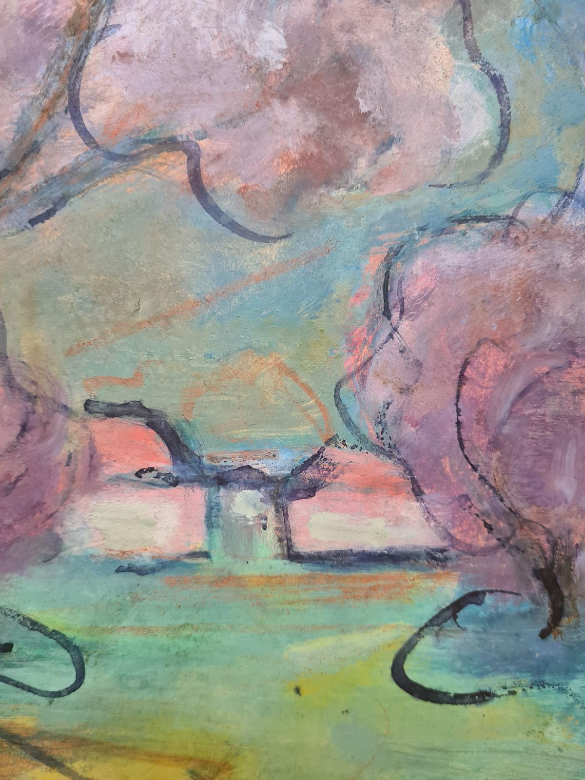 Jean Perretcherry Blossom, Fauvist Landscape Painting, Signed Gouache On Card, Mid Century photo 978.0