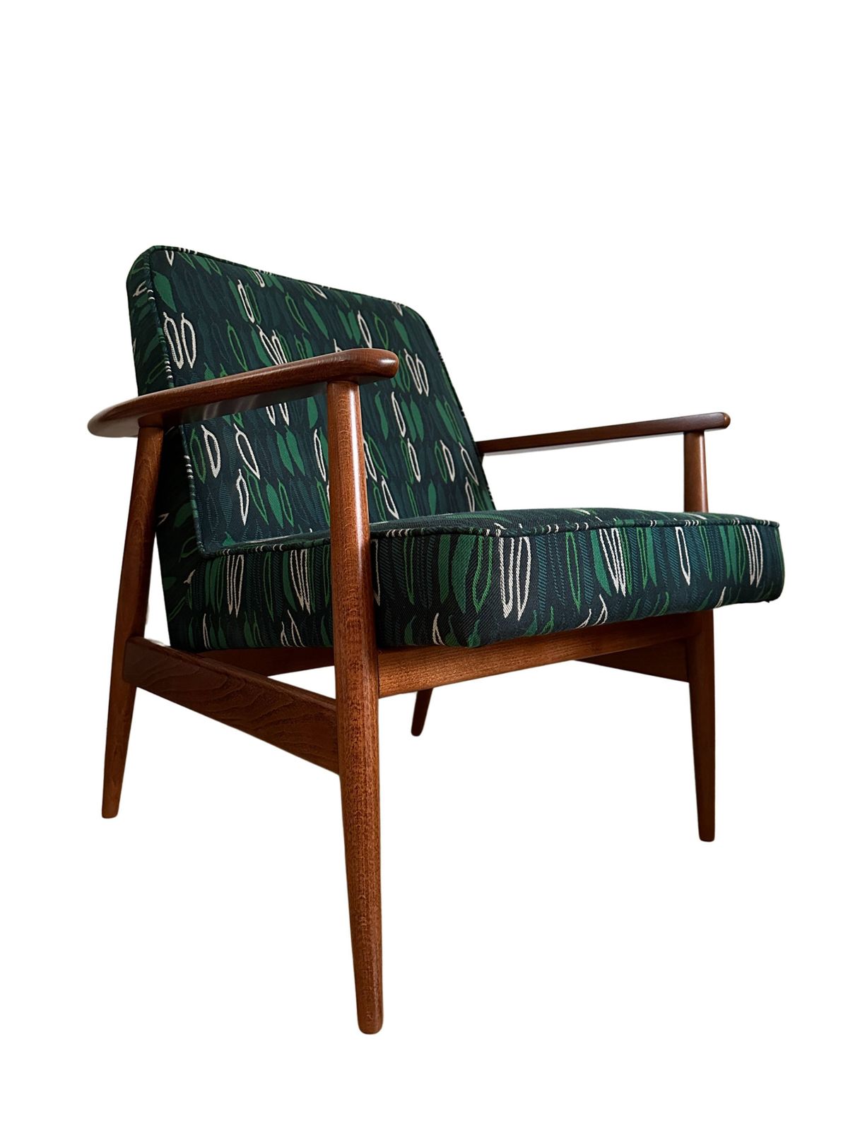 photo vinterior Set Of Vintage Armchairs By Juliszu Kędziorek In Green Jacquard, 1960