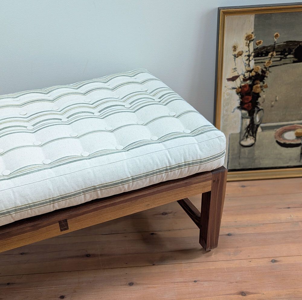 Handmade Buttoned Ottoman / Footstool In Natural Fibres – Wool Filled – Bespoke Sizes & Fabrics photo Furniture