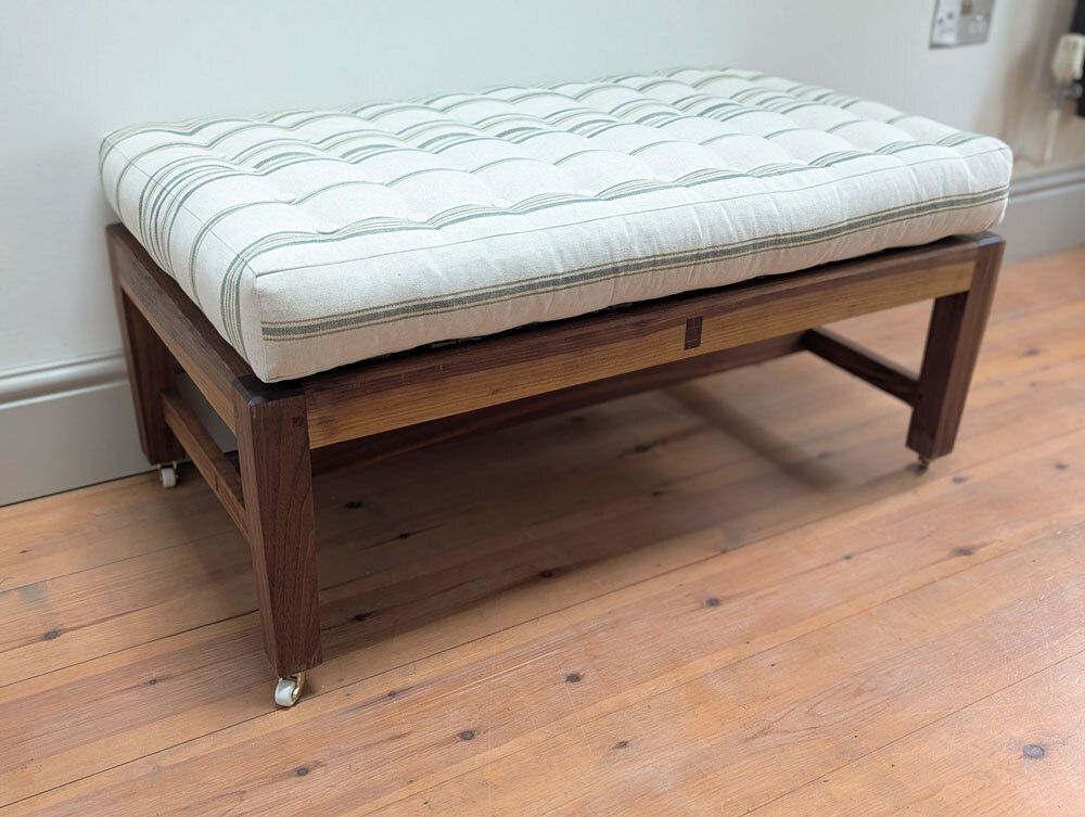 Handmade Buttoned Ottoman / Footstool In Natural Fibres – Wool Filled – Bespoke Sizes & Fabrics photo 995.0