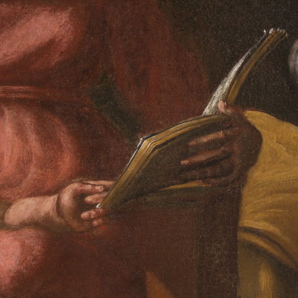 photo buy Antique Italian Painting From The 17th Century, Holy Family With Sleeping Saint Joseph