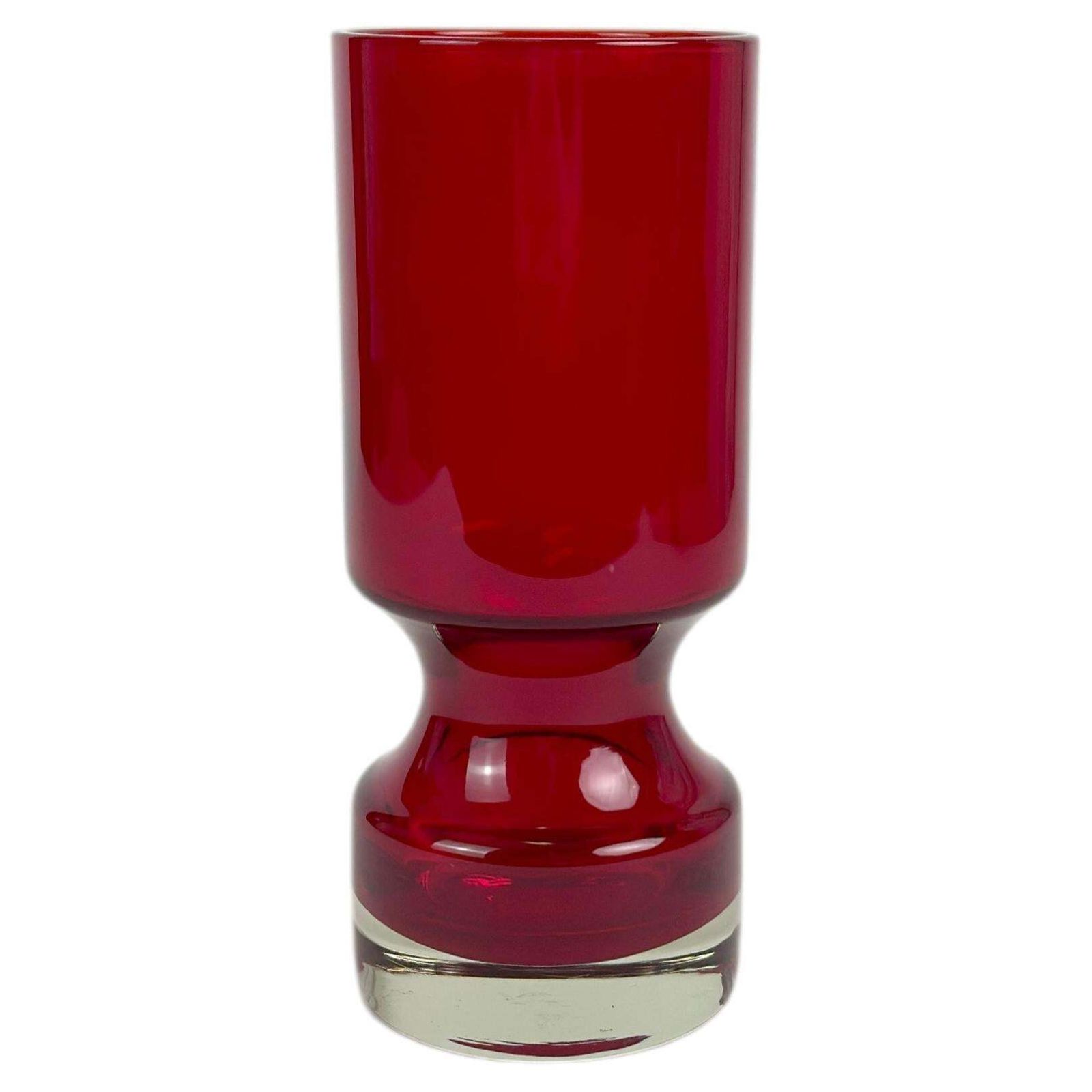 Mid Century Modern Red Cased Glass Vase By Alsterfors, Sweden, 1960s