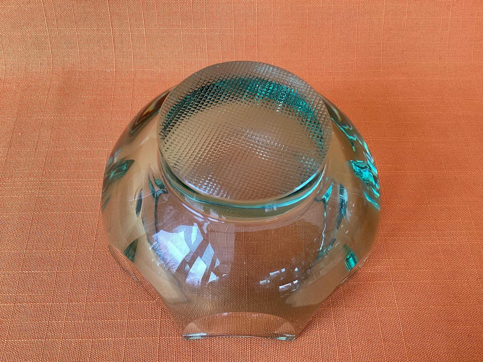 345.0 Rare Moser Emerald Green Glass Bowl, 1970 Adolf Matura Design, Production No. 2161 photo