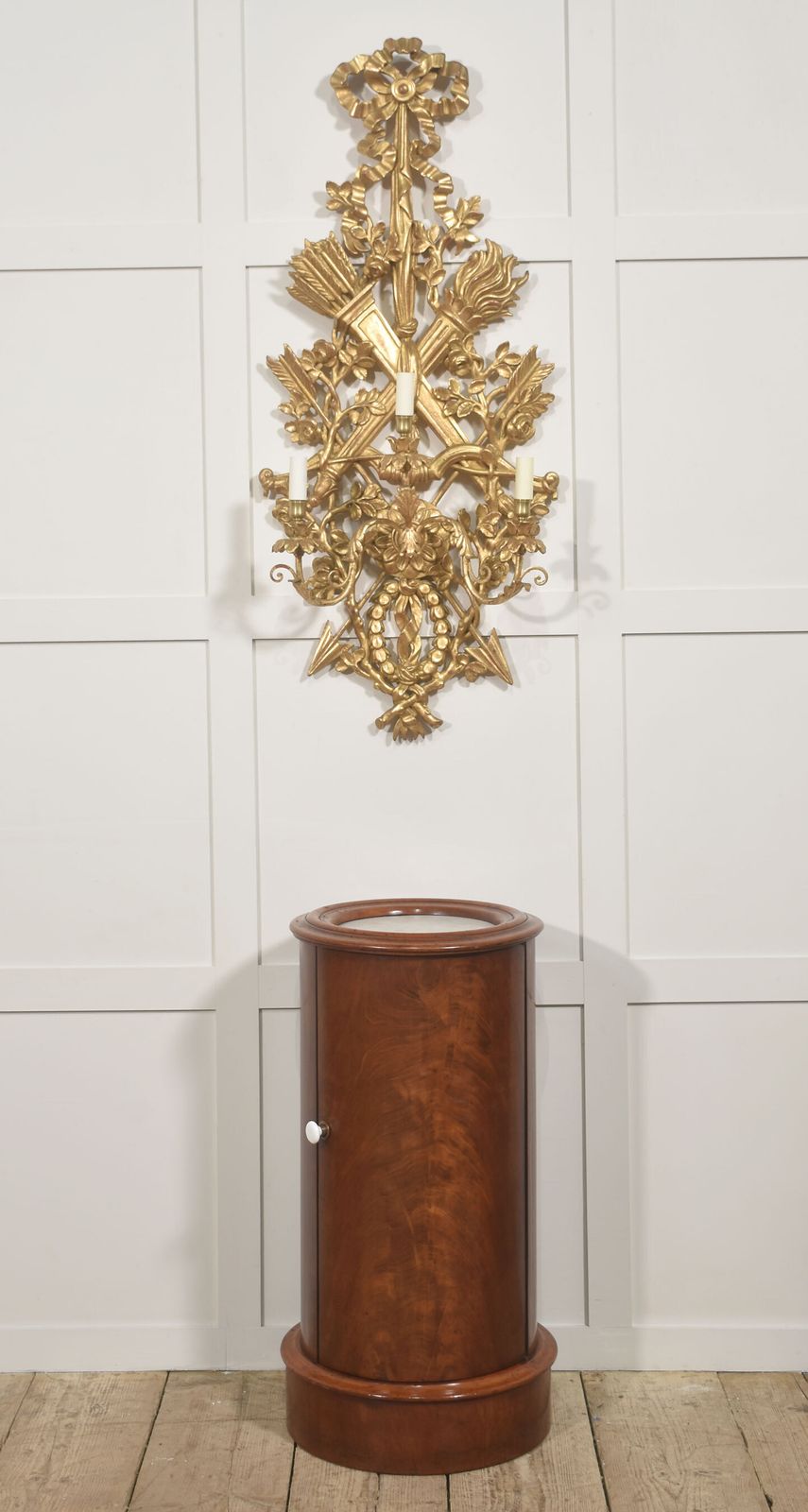 Early Victorian Flame Mahogany Circular Bedside Cabinet