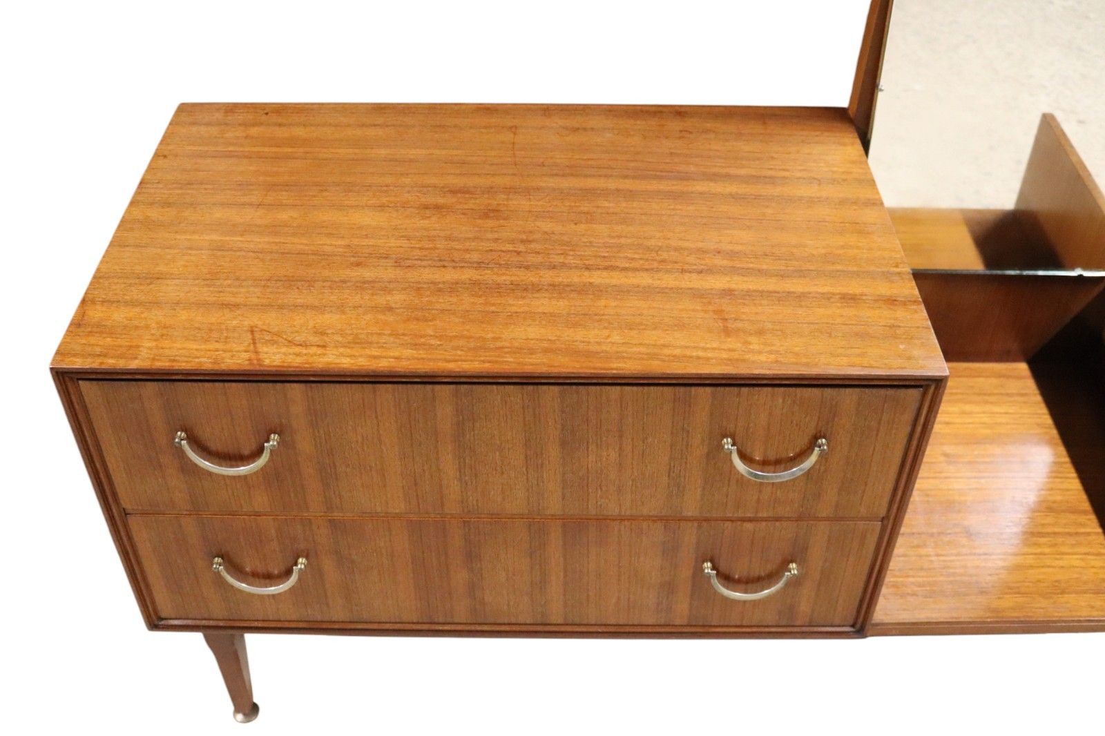 photo furniture Mid Century Meredew Teak Dressing Chest / Two Drawer Dressing Table 1960s