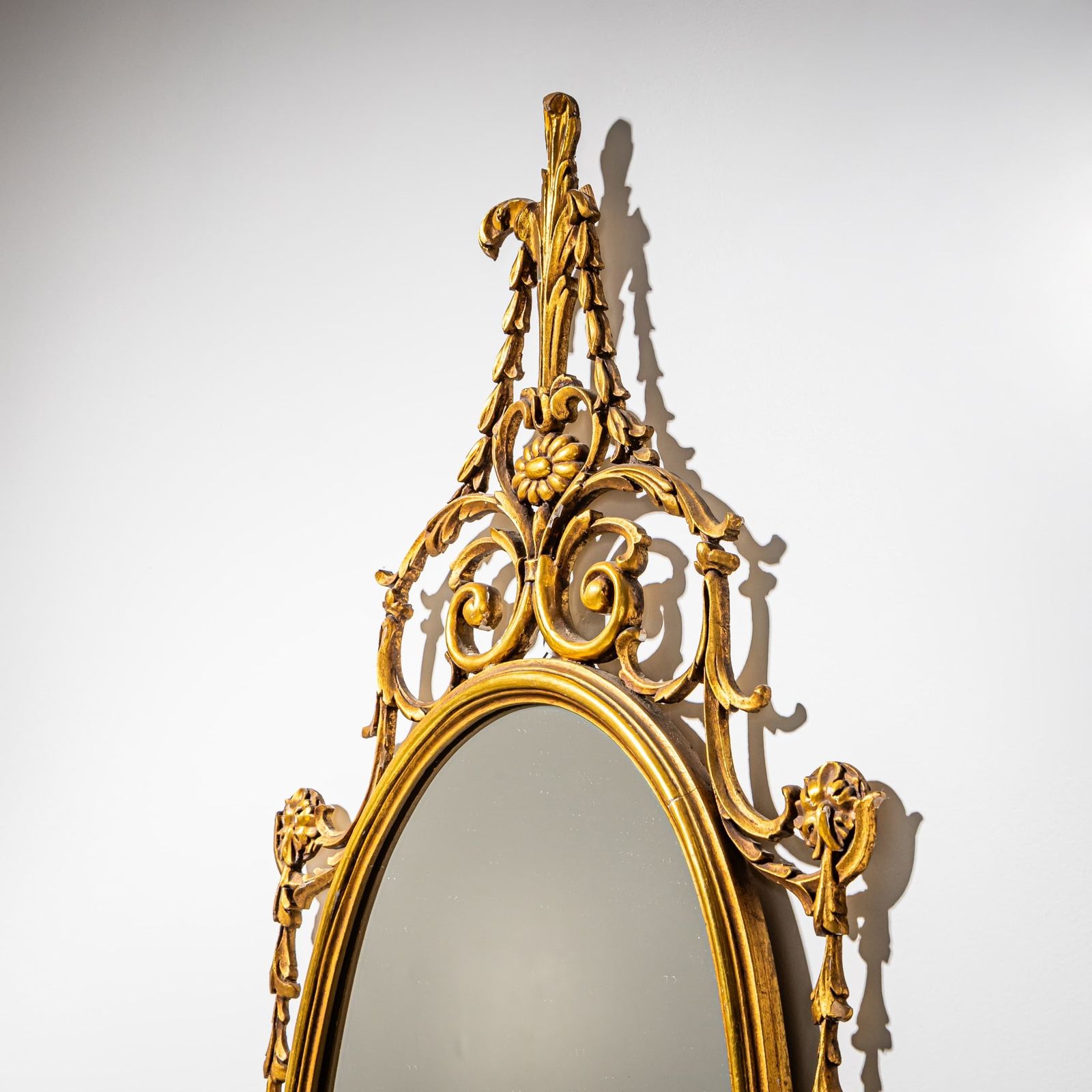Pair Of Oval Giltwood Wall Mirrors, Italy Mid 20th Century photo 1570.0