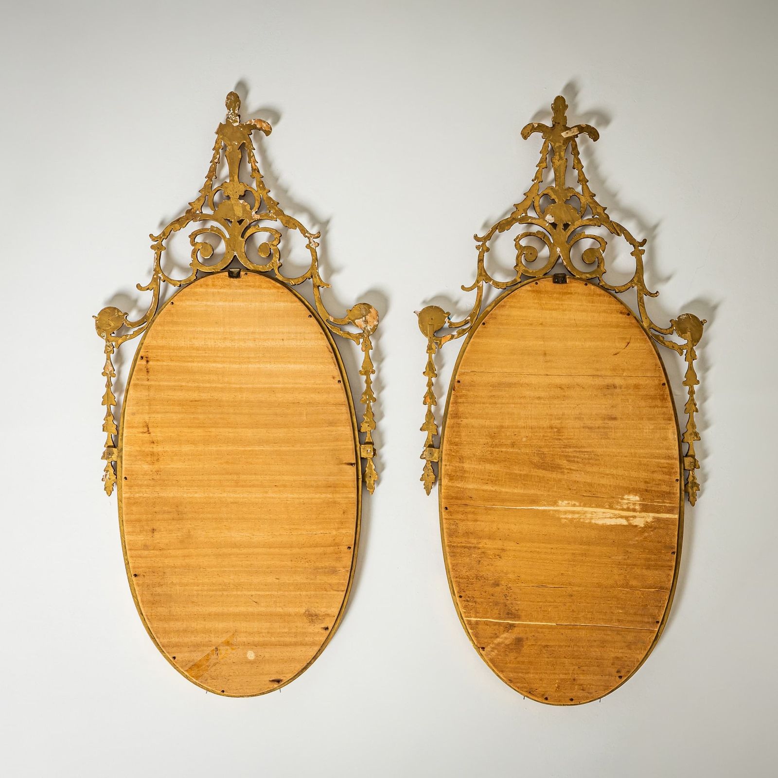 Pair Of Oval Giltwood Wall Mirrors, Italy Mid 20th Century photo buy