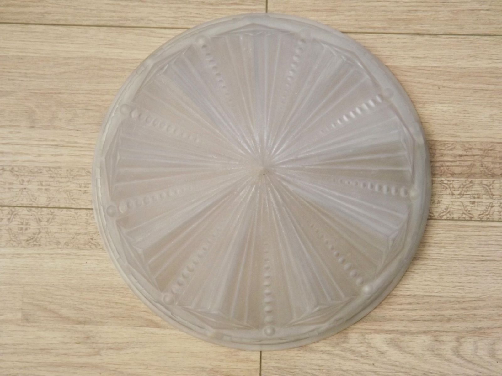 French Art Deco White Opaque Glass Abstract Platformier Light Shade photo for sale