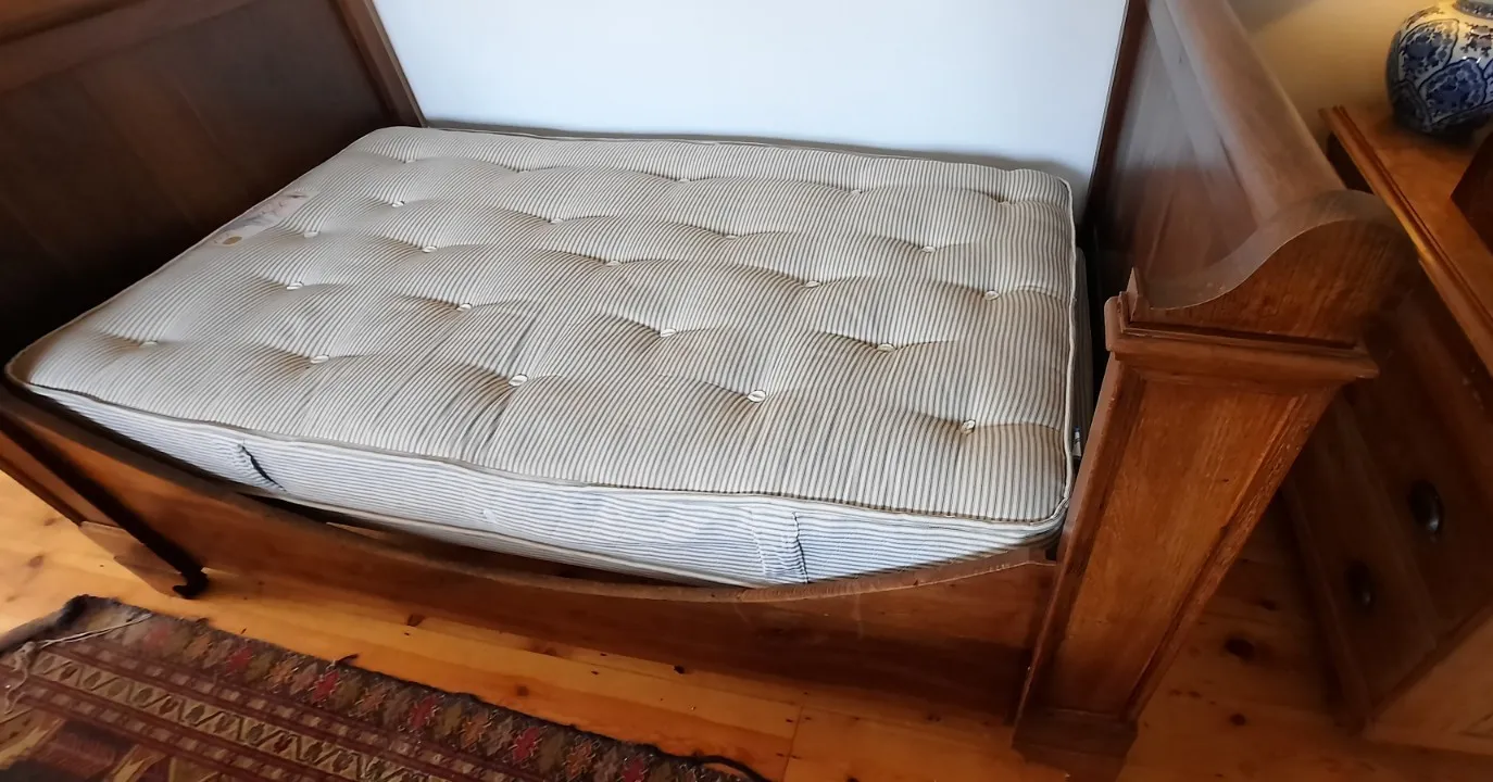 Antique French Oak Lit Bateau Super Single Size Bed Mattress And Bedbase photo buy