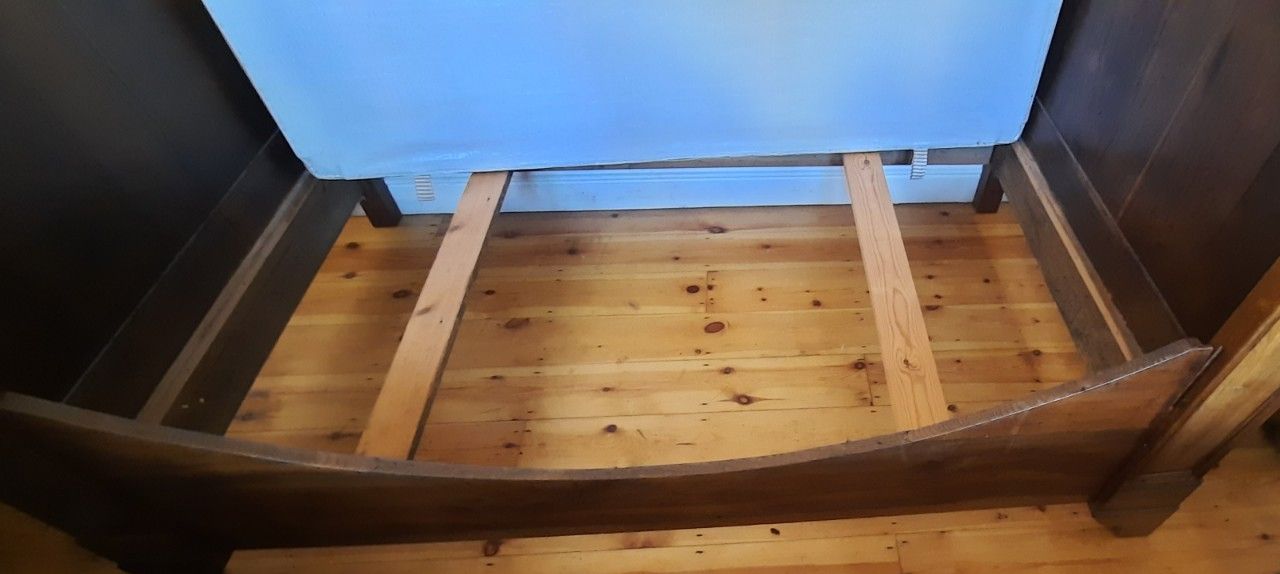 photo vinterior Antique French Oak Lit Bateau Super Single Size Bed Mattress And Bedbase
