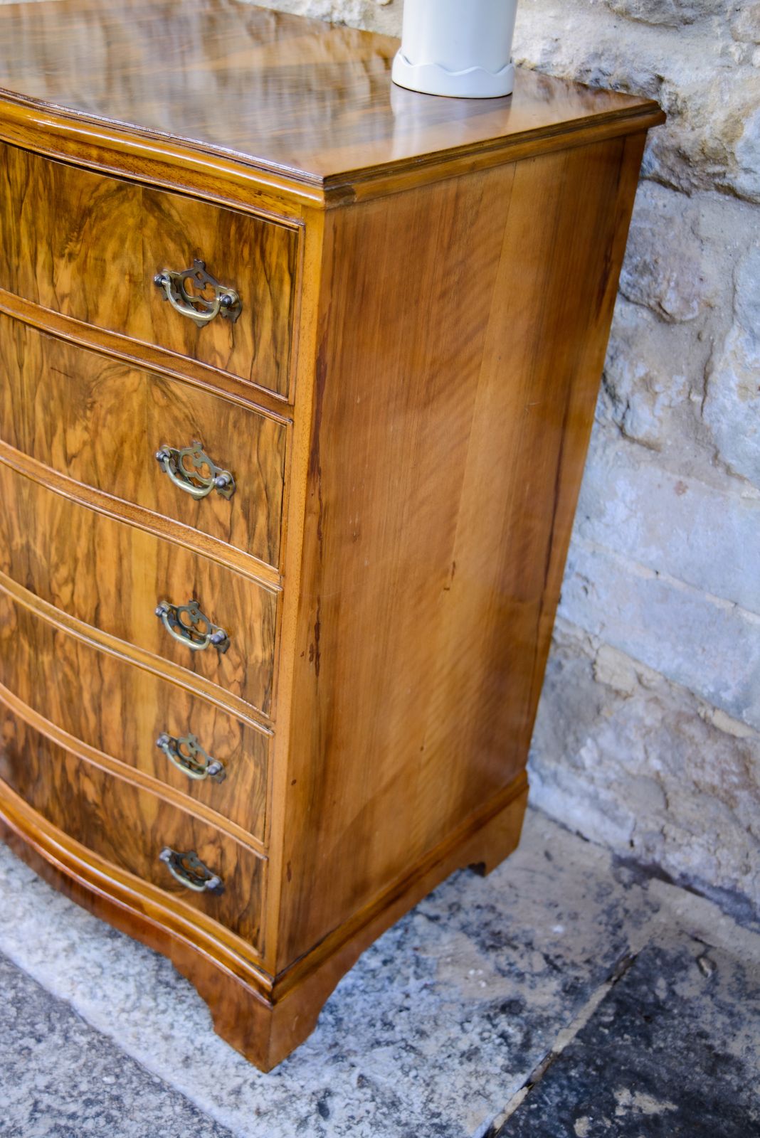 Regency Style Walnut Chest Of Drawers   Serpentine Front photo vinterior