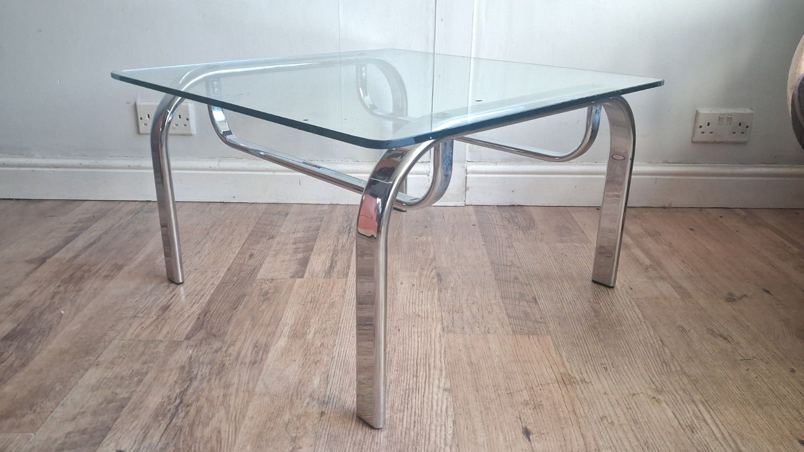 Furniture 1980's Italian Chrome And Glass  Mid Century Coffee/Drinks Table photo