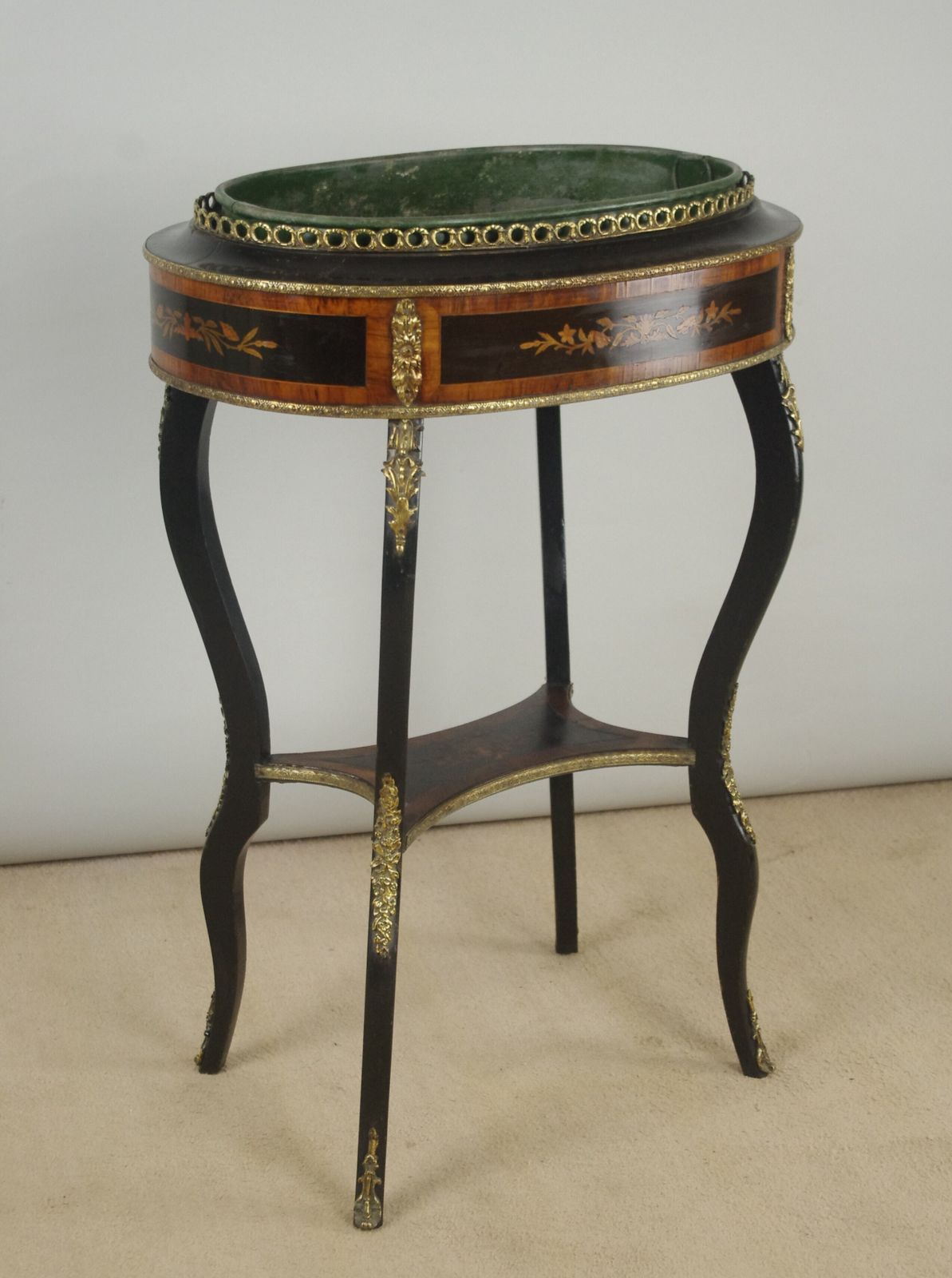 19th Century French Ebonised Jardiniere Table With Gilt Metal Mounts photo furniture