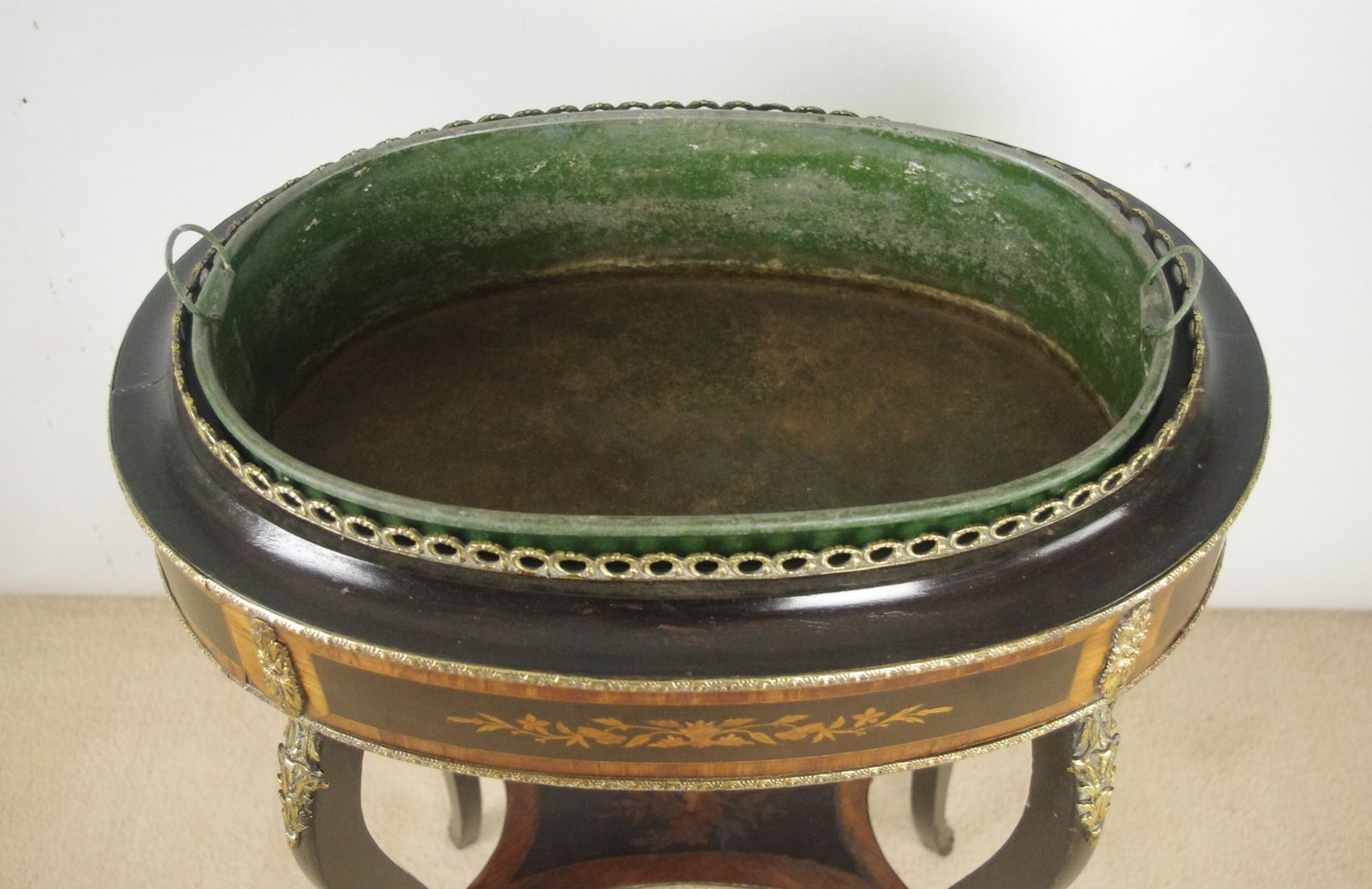 photo for sale 19th Century French Ebonised Jardiniere Table With Gilt Metal Mounts