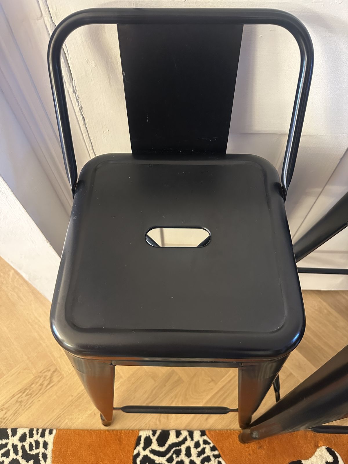 2 Genuine Tolix Metal Stools Matt Black High Counter 80cm Hardly Used Paid £733 photo furniture