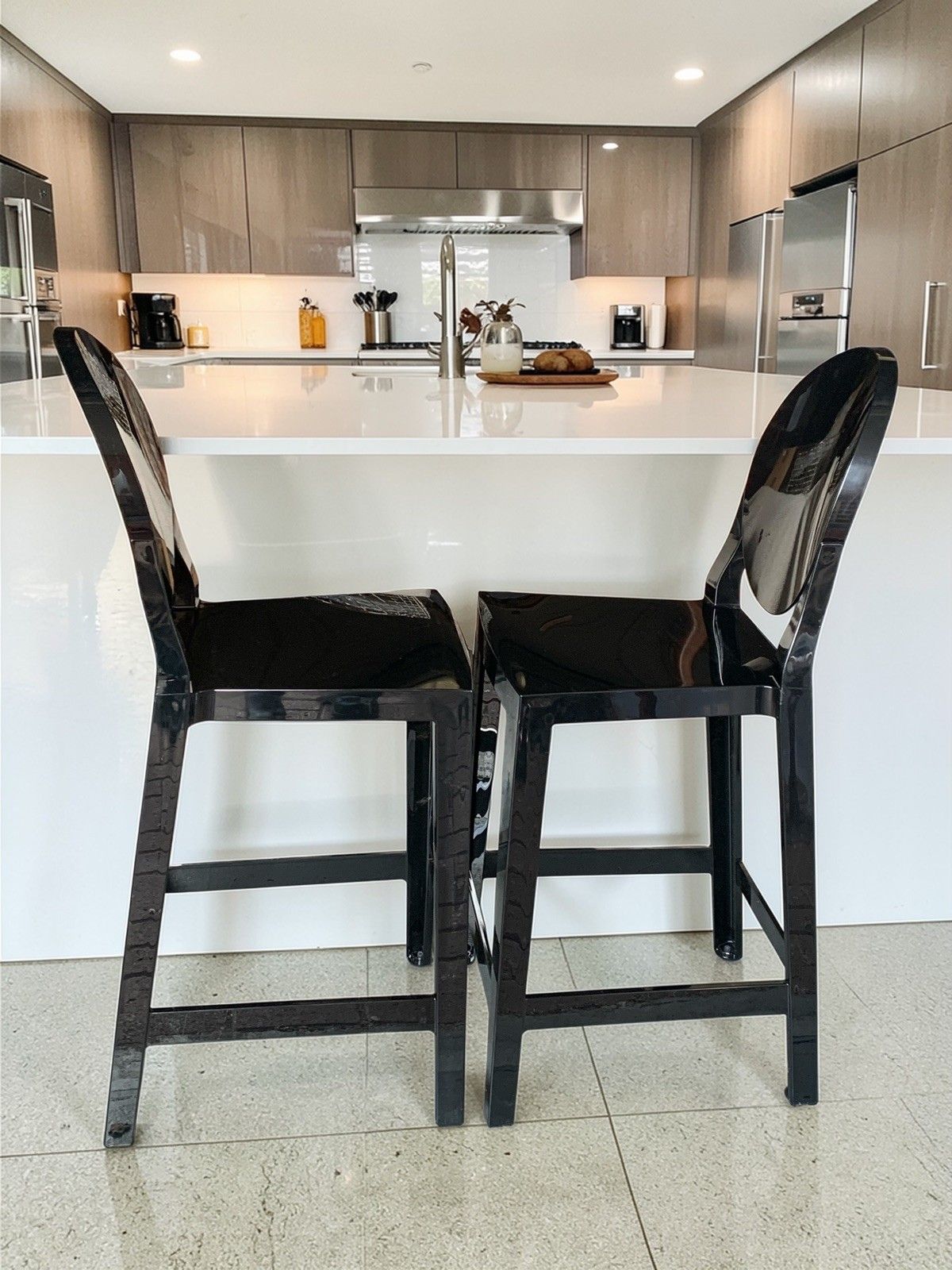 Pair Of Philippe Starck –Kartell ‘One More’ Counter Stools (65cm)  Glossy Black photo furniture