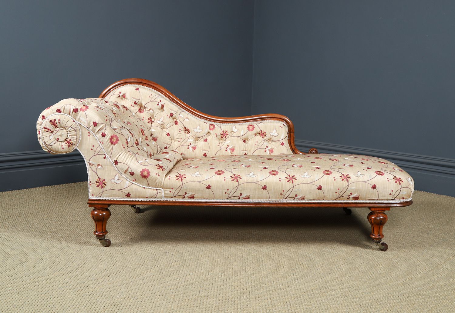 Antique English Rosewood Upholstered Chaise Longue / Day Bed / Settee / Couch By H. Goodall & Sons Of Newcastle (Circa 1860) photo furniture