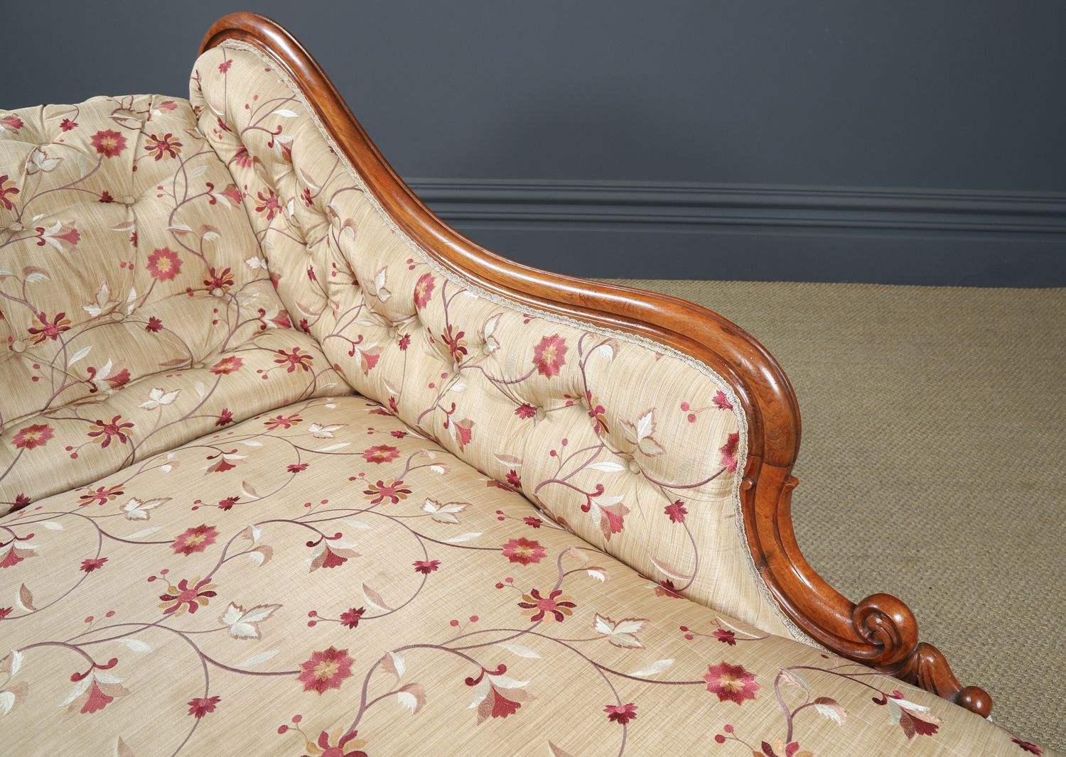 2595.0 Antique English Rosewood Upholstered Chaise Longue / Day Bed / Settee / Couch By H. Goodall & Sons Of Newcastle (Circa 1860) photo