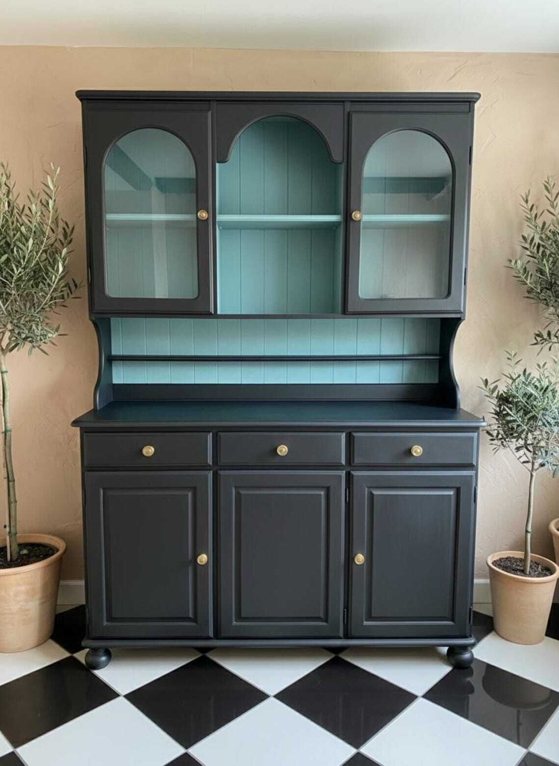 Antique Black Welsh Dresser, 1920s
