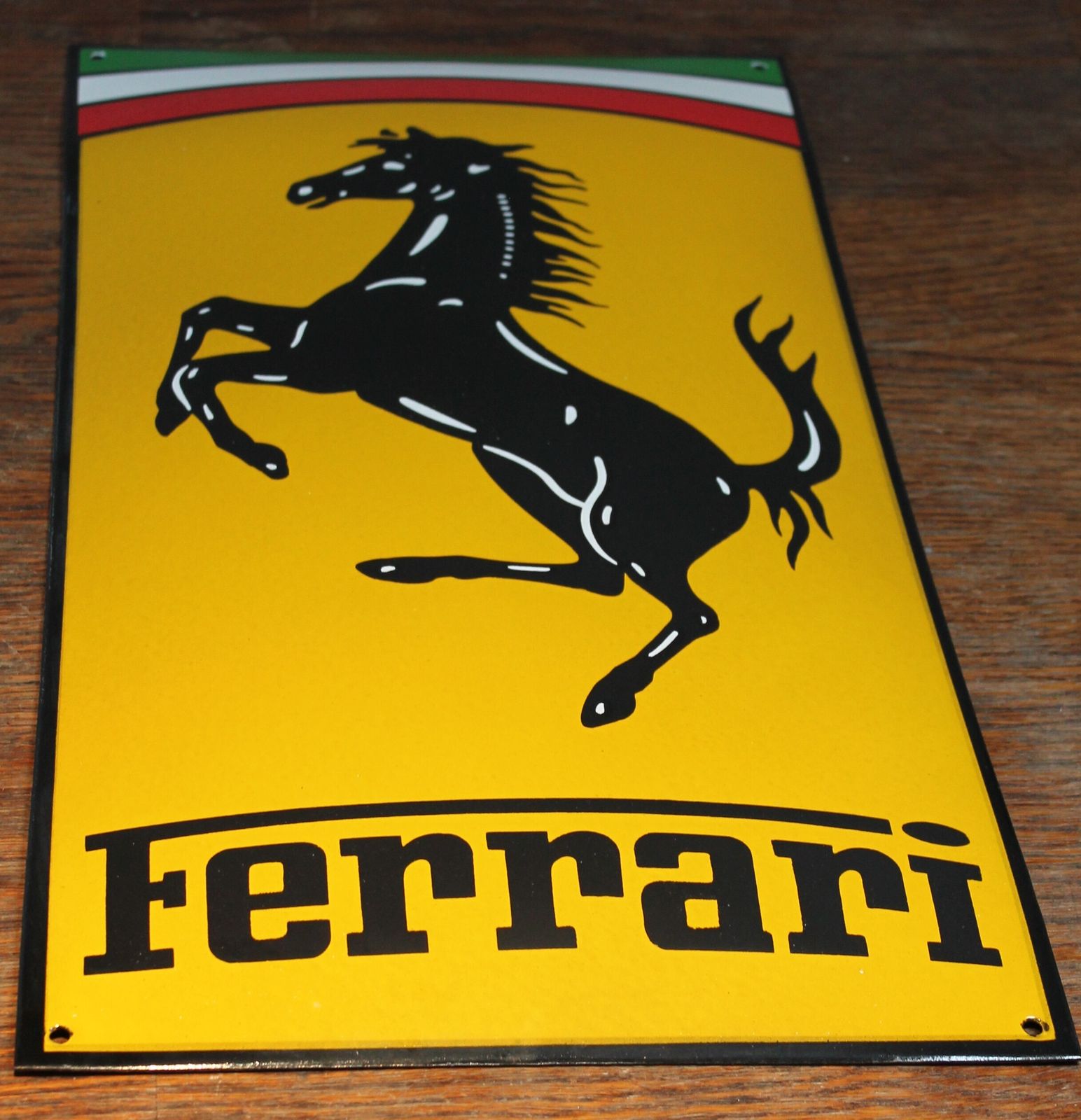 Ferrari Prancing Horse Dealer Auto Garage Sign Enamel Metal Dealership Showroom Plaque Art Cavallino Rampante Scuderia F1 Mille Miglia 1000 Auto Parts photo furniture