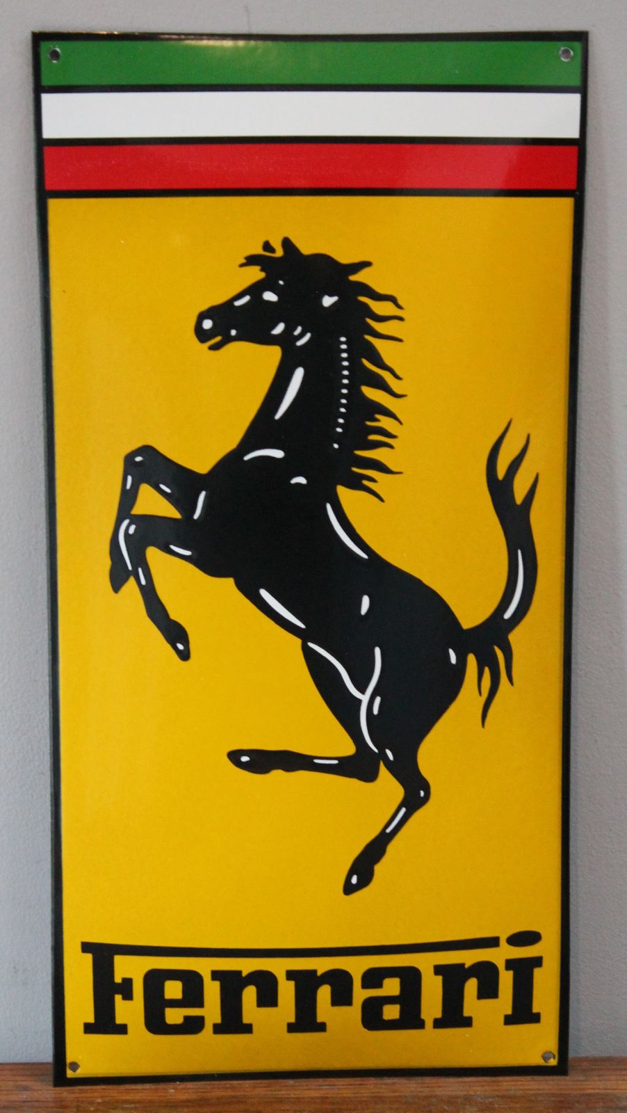 Ferrari Prancing Horse Dealer Auto Garage Sign Enamel Metal Dealership Showroom Plaque Art Cavallino Rampante Scuderia F1 Mille Miglia 1000 Auto Parts photo for sale