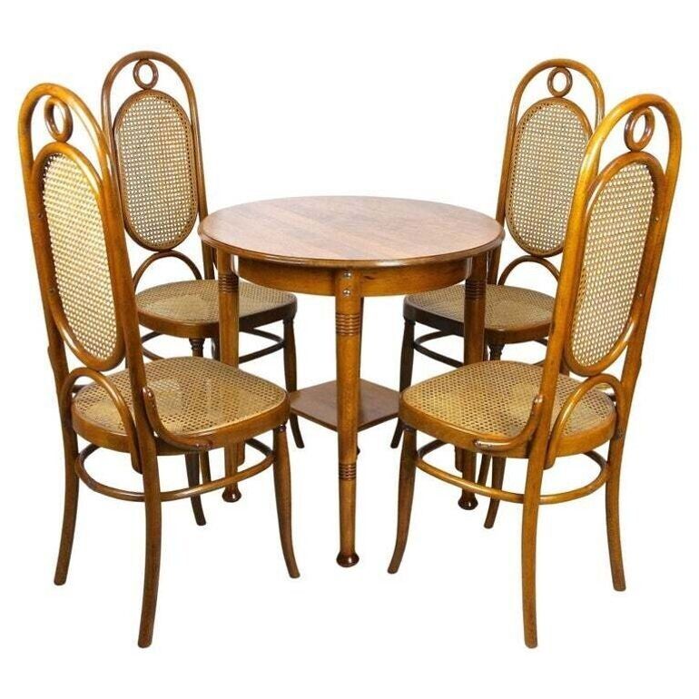 20th Century Art Nouveau Thonet Seating Set   4 Chairs, At Circa 1915 photo furniture