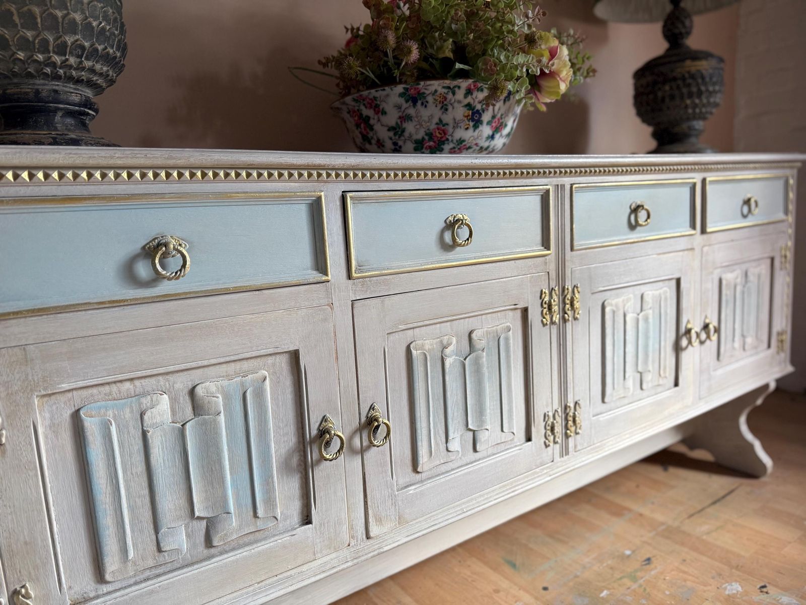 Pair Of Distressed Sideboards   Vintage Painted, Matching Sideboards photo buy