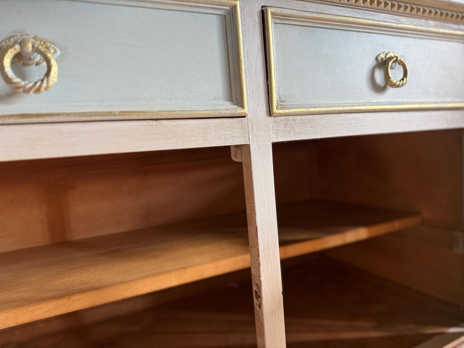 photo for sale Pair Of Distressed Sideboards   Vintage Painted, Matching Sideboards