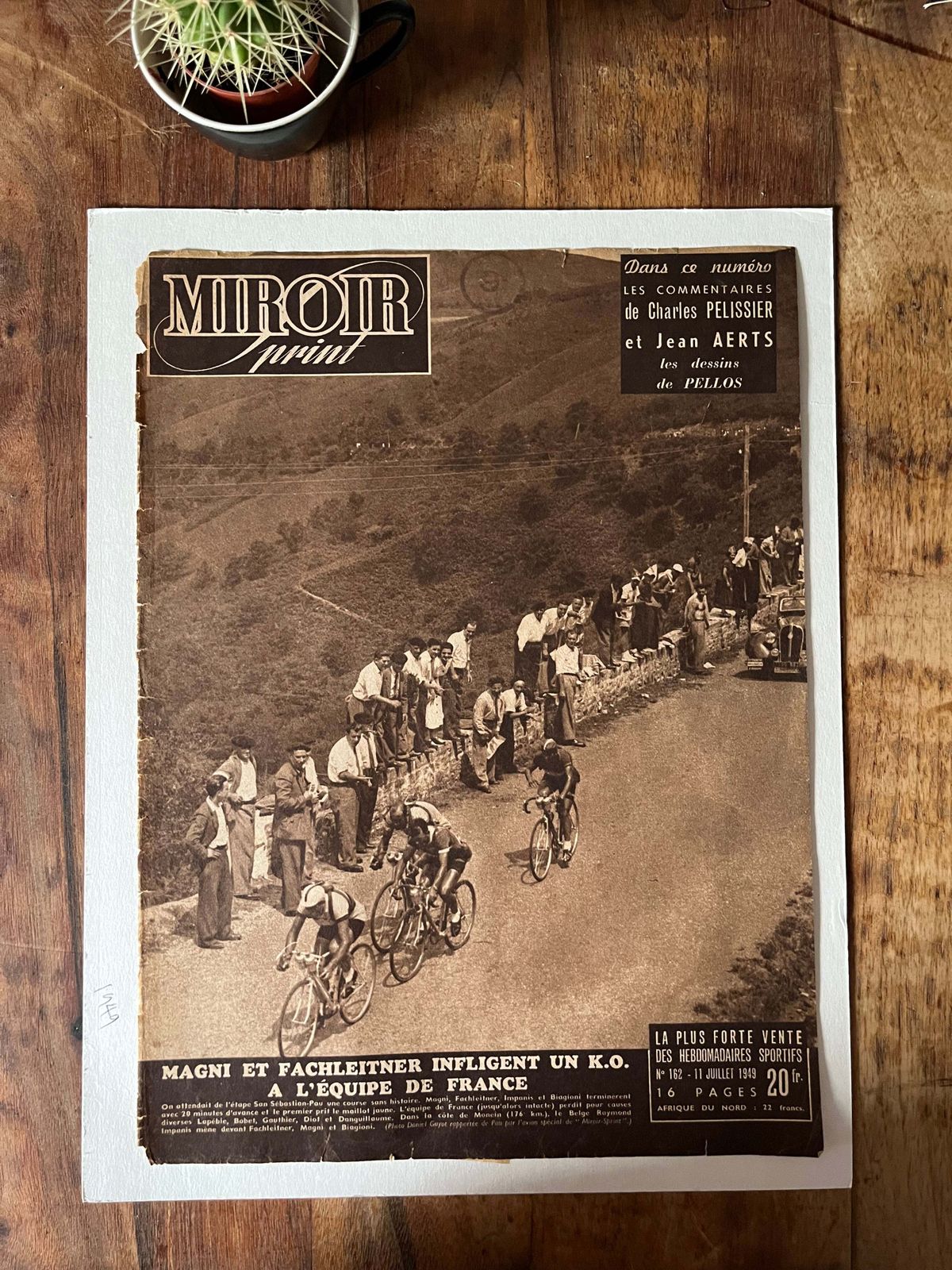 Vintage Tour De France Cycling Print 1949 San Sebastián   Pau photo furniture