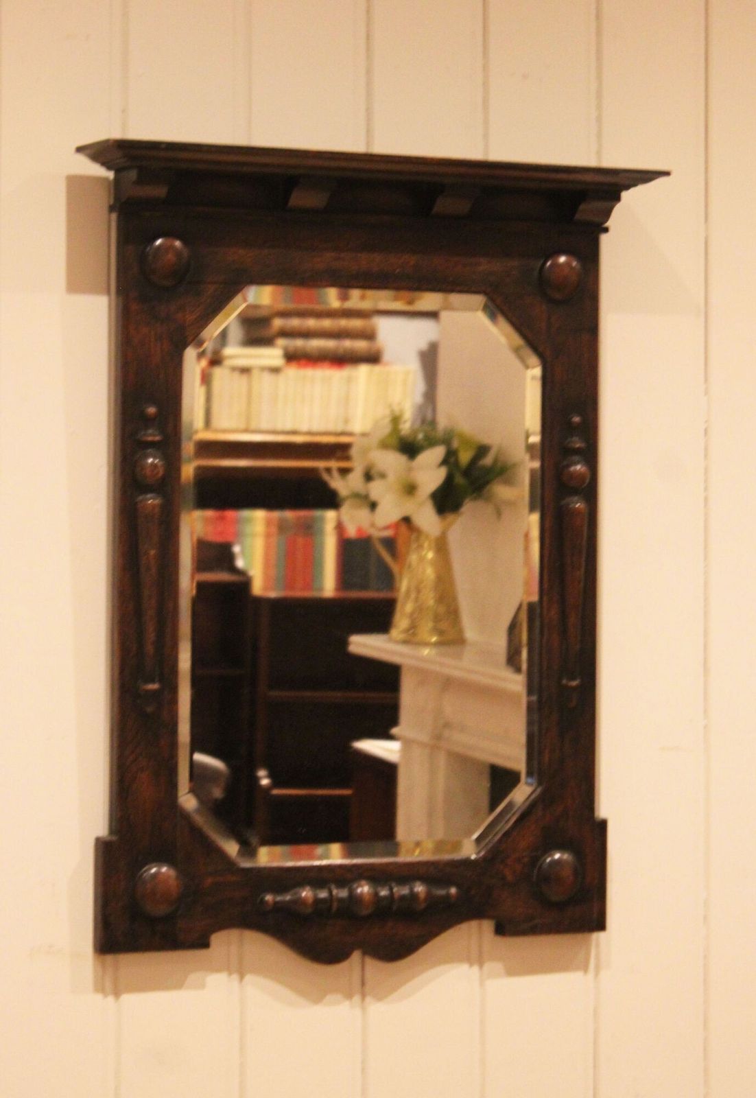 Solid Oak Wall Mirror, 1920s, Vintage photo vintage